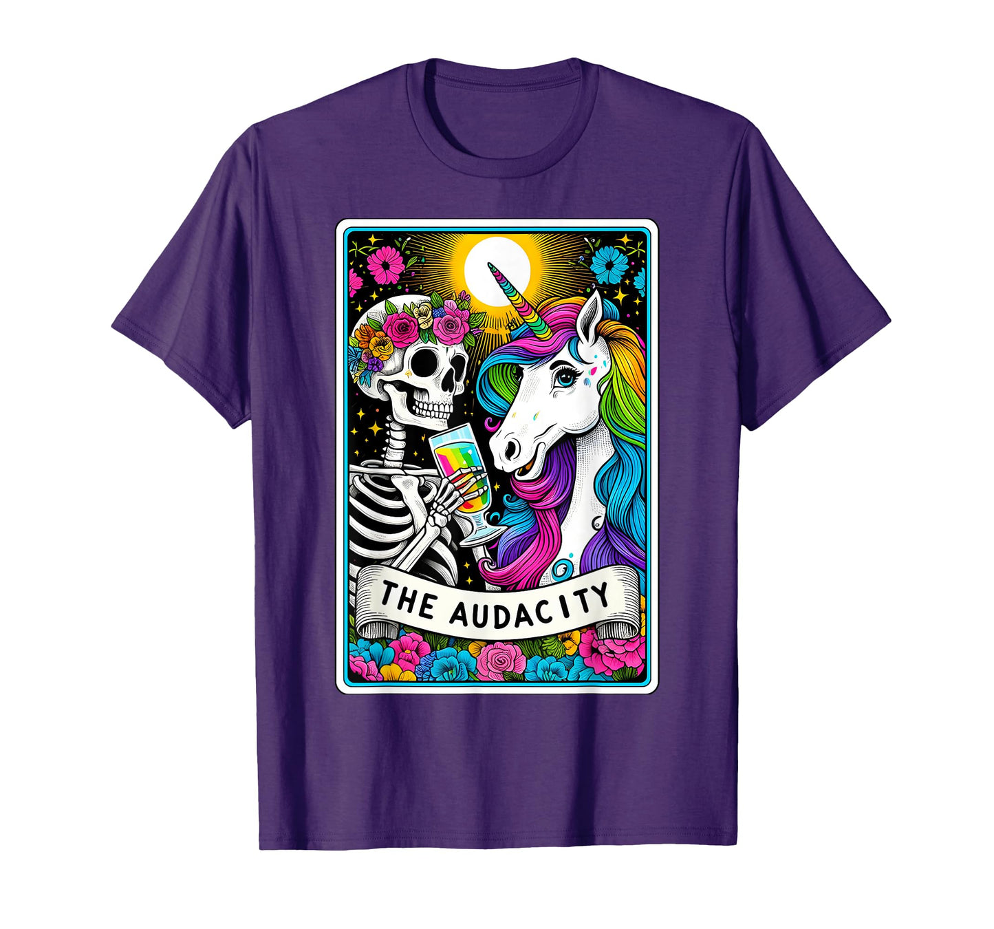 The Audacity Tarot Card Funny Unicorn Skeleton Girly Women T-Shirt