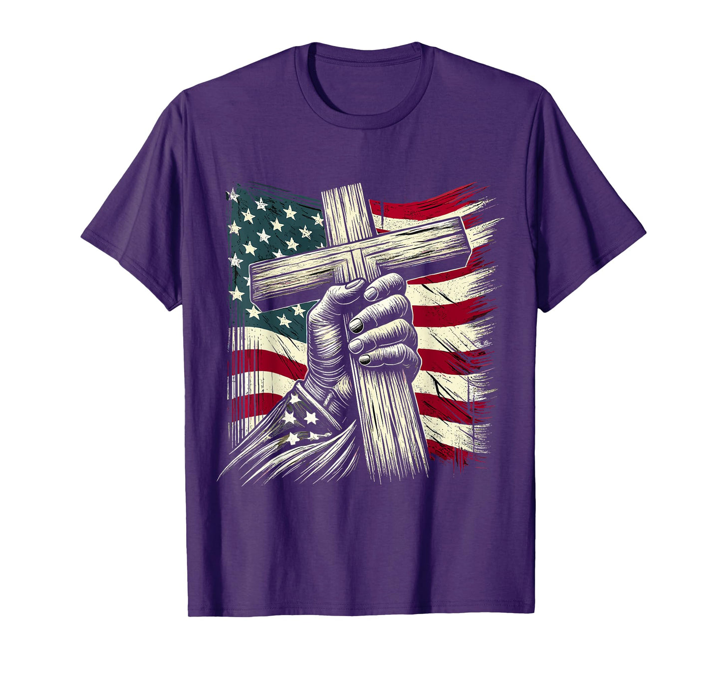 Christian Cross and USA Flag 4th of July Jesus T-Shirt