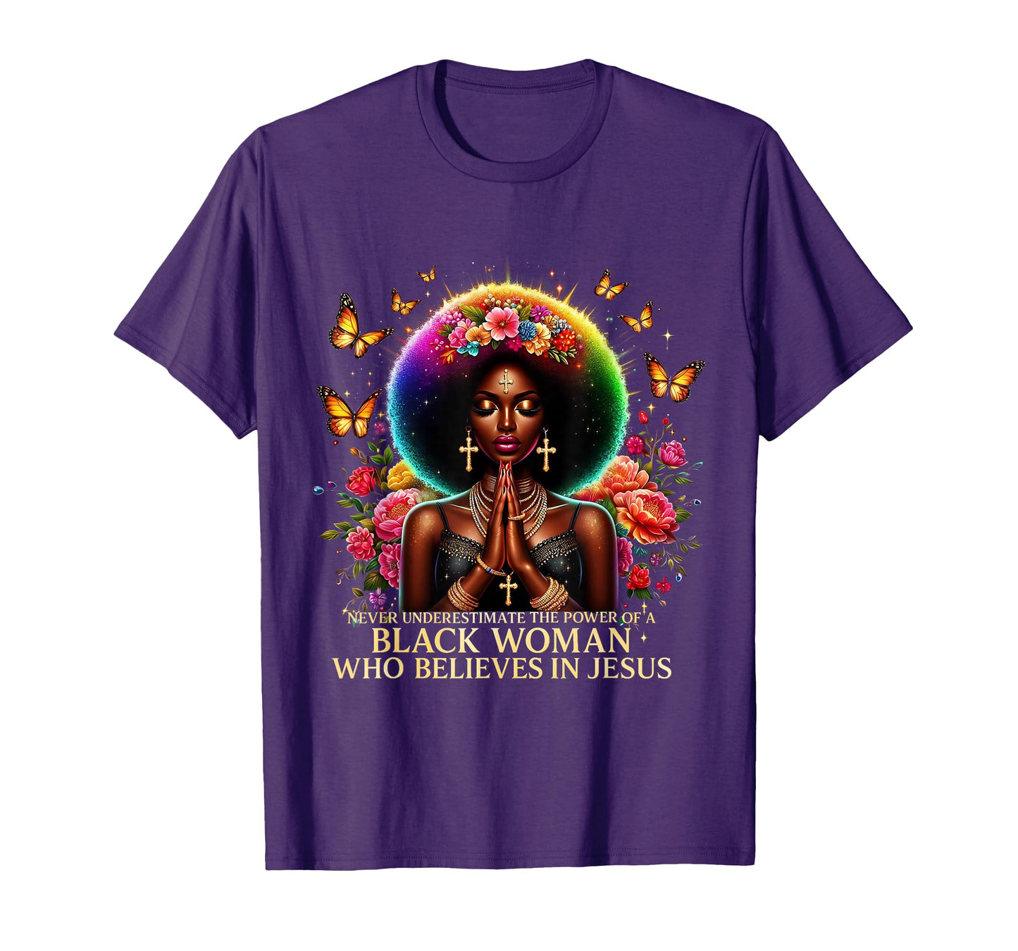 Black Woman Faith Inspirational Believes Jesus Powerful T-Shirt