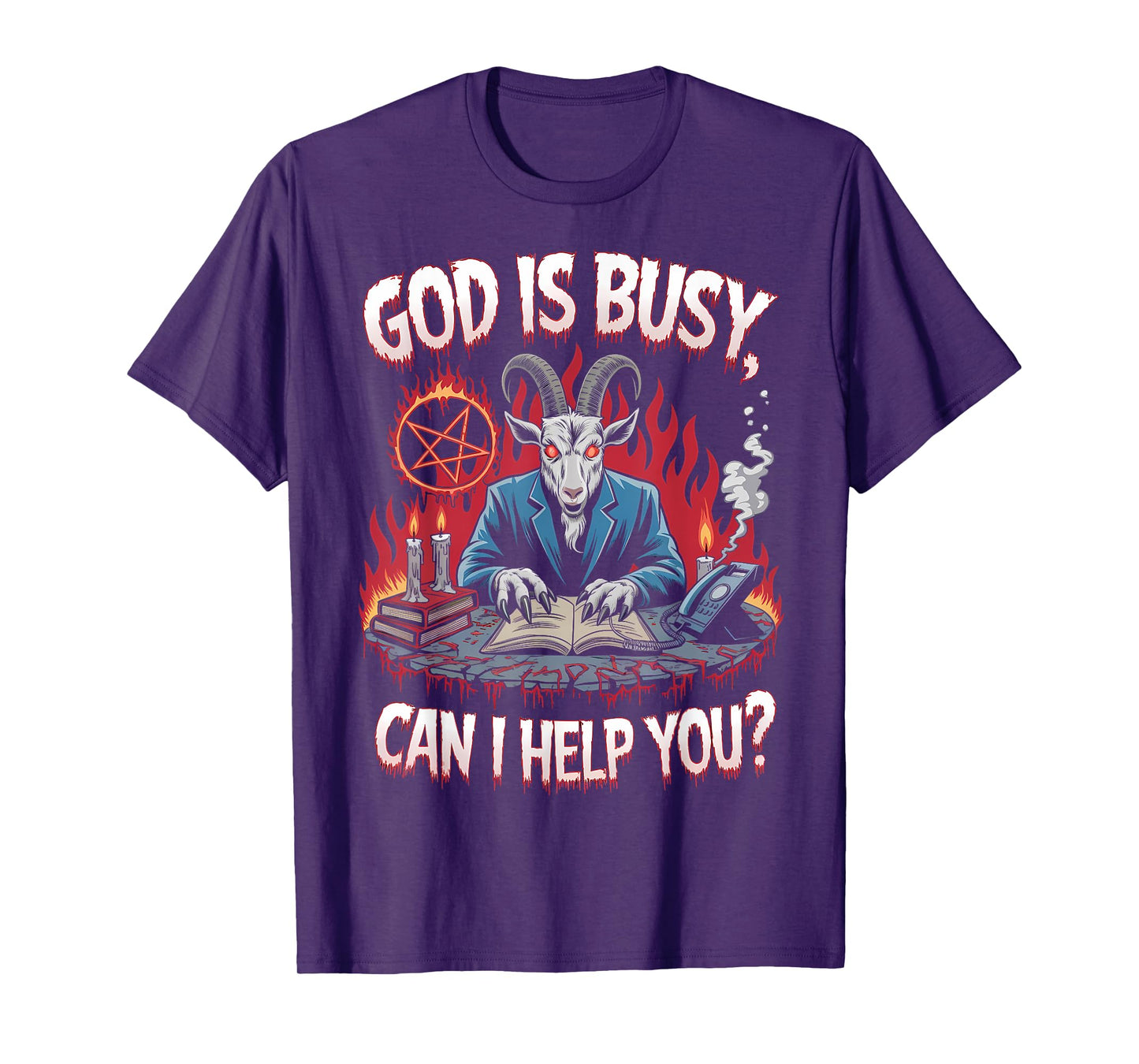 Satanic Goat Office Demon Occult Funny Sarcastic T-Shirt