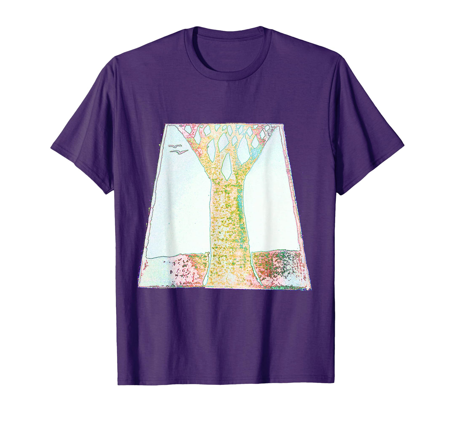 Artistic Tree Birds Trapezoid T-Shirt