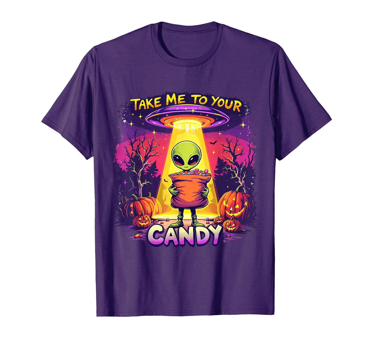 Funny Alien Halloween Costume Trick or Treat Space UFO Candy T-Shirt
