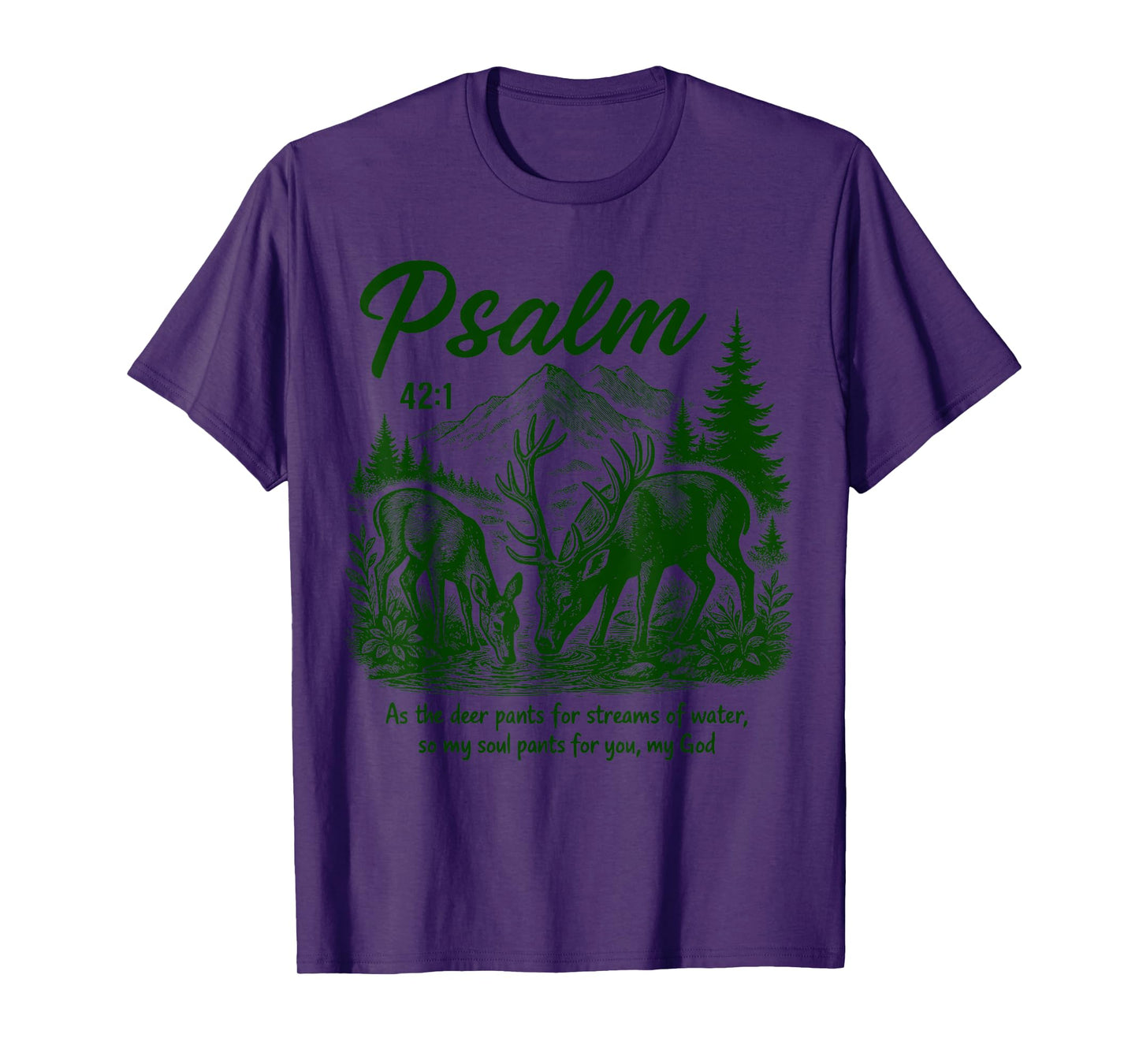 Psalm 42 1 Deer Christian Nature Art Forest Religious Faith T-Shirt