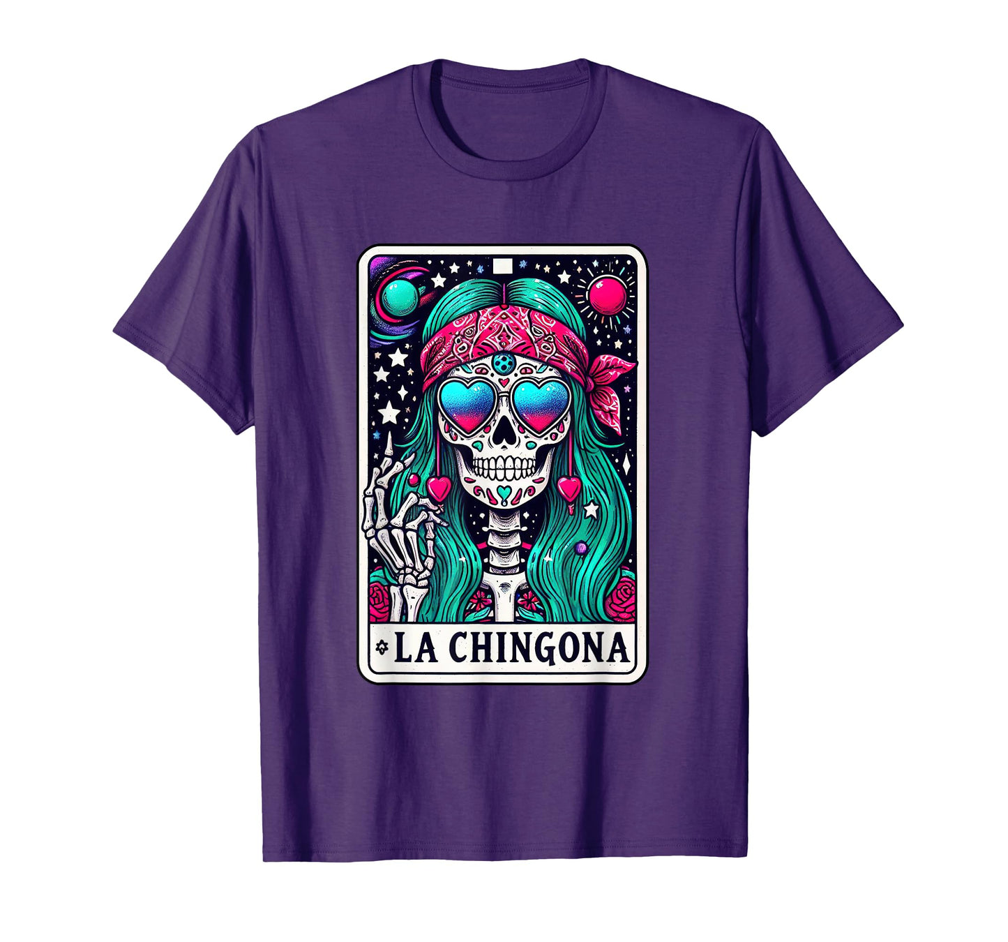 La Chingona Tarot Card Skeleton Latina Mexican Spanish Women T-Shirt