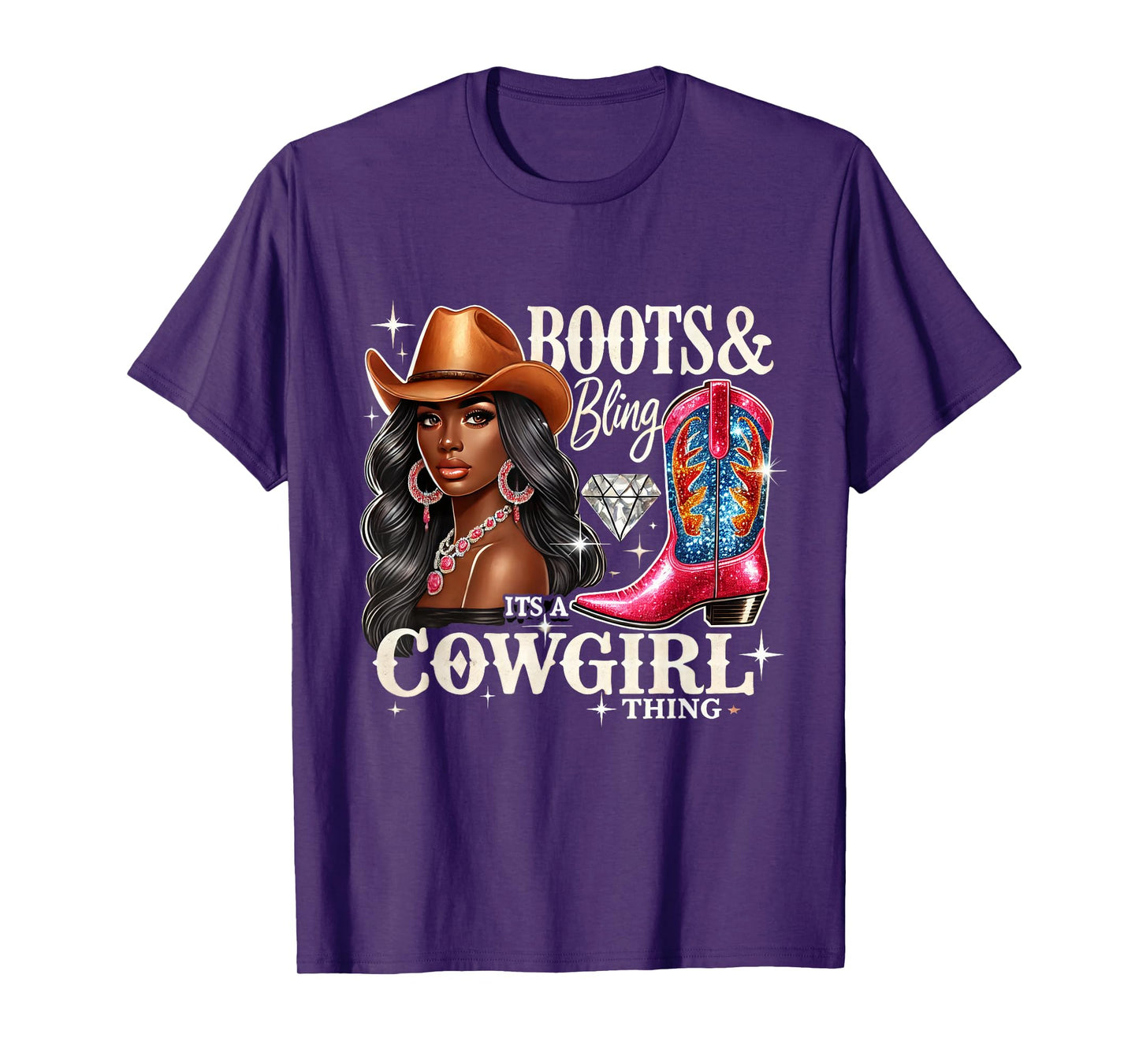 Boots & Bling its a Cowgirl Thing Cowgirl Melanin Rodeo T-Shirt