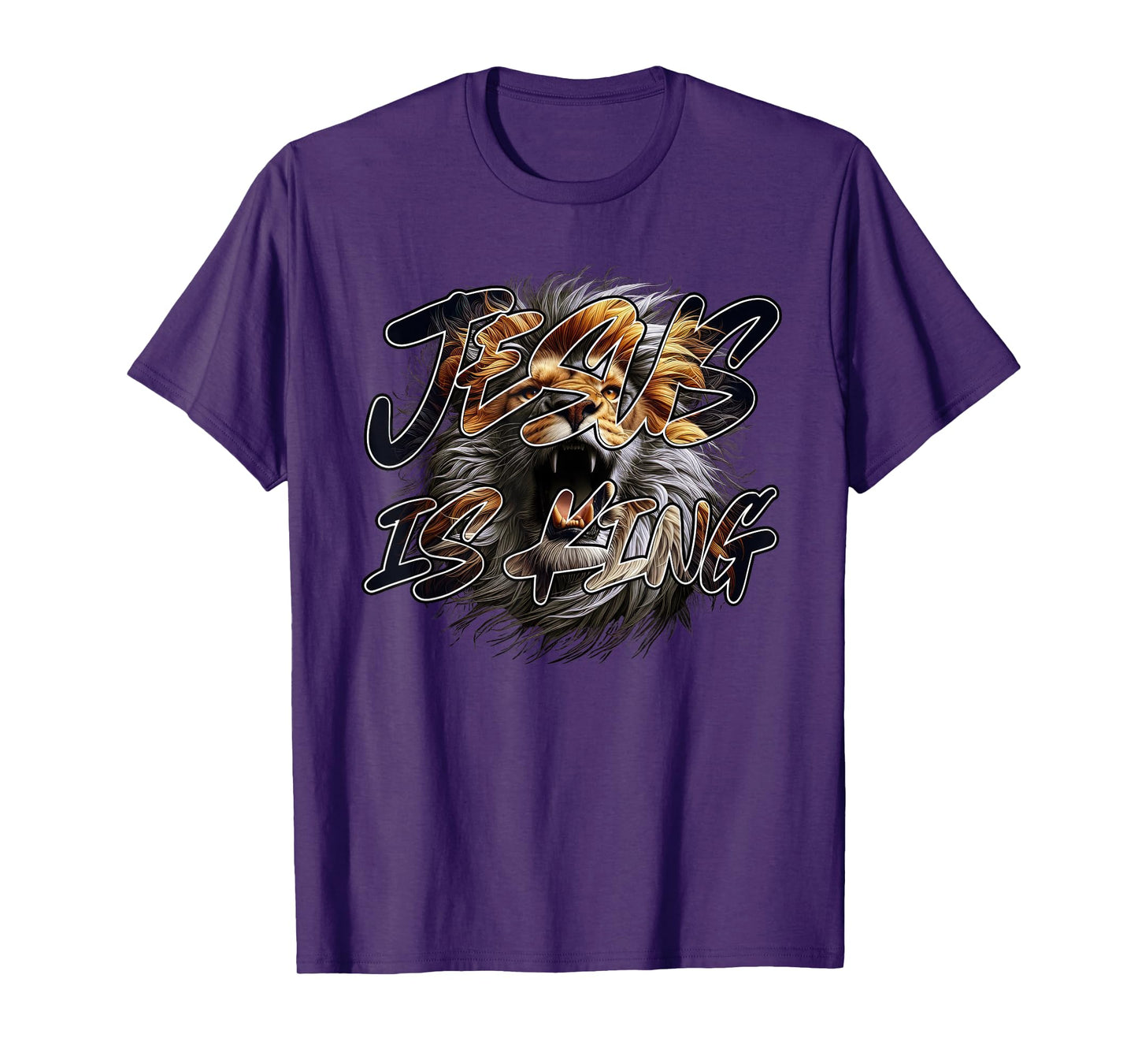 Christian Jesus is King with Striking Lion of Judah Graphics T-Shirt