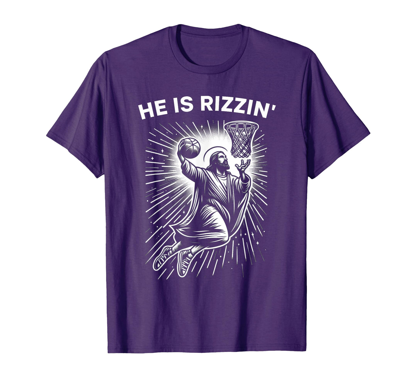 He Is Risen Rizzin' Easter Jesus Christian Faith Basketball T-Shirt