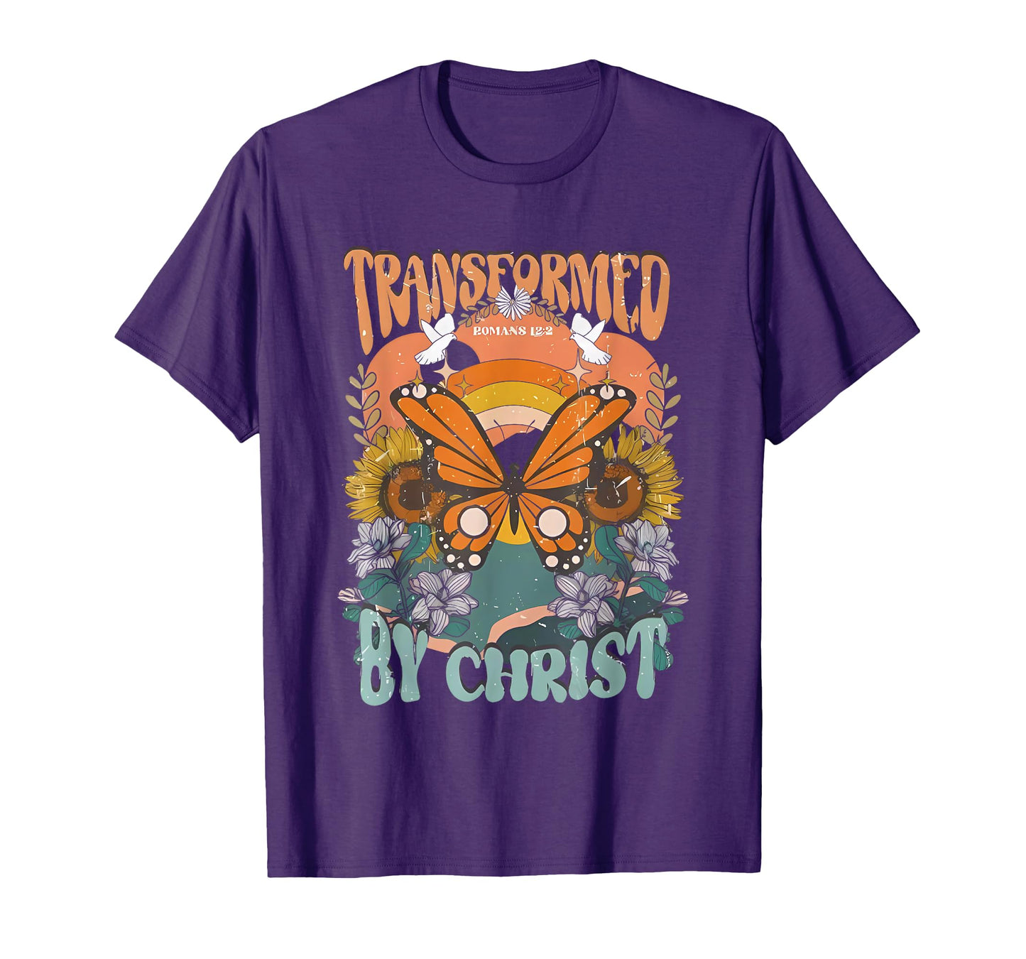 Transformed By Christ Butterfly Christian Jesus Faith Cross T-Shirt