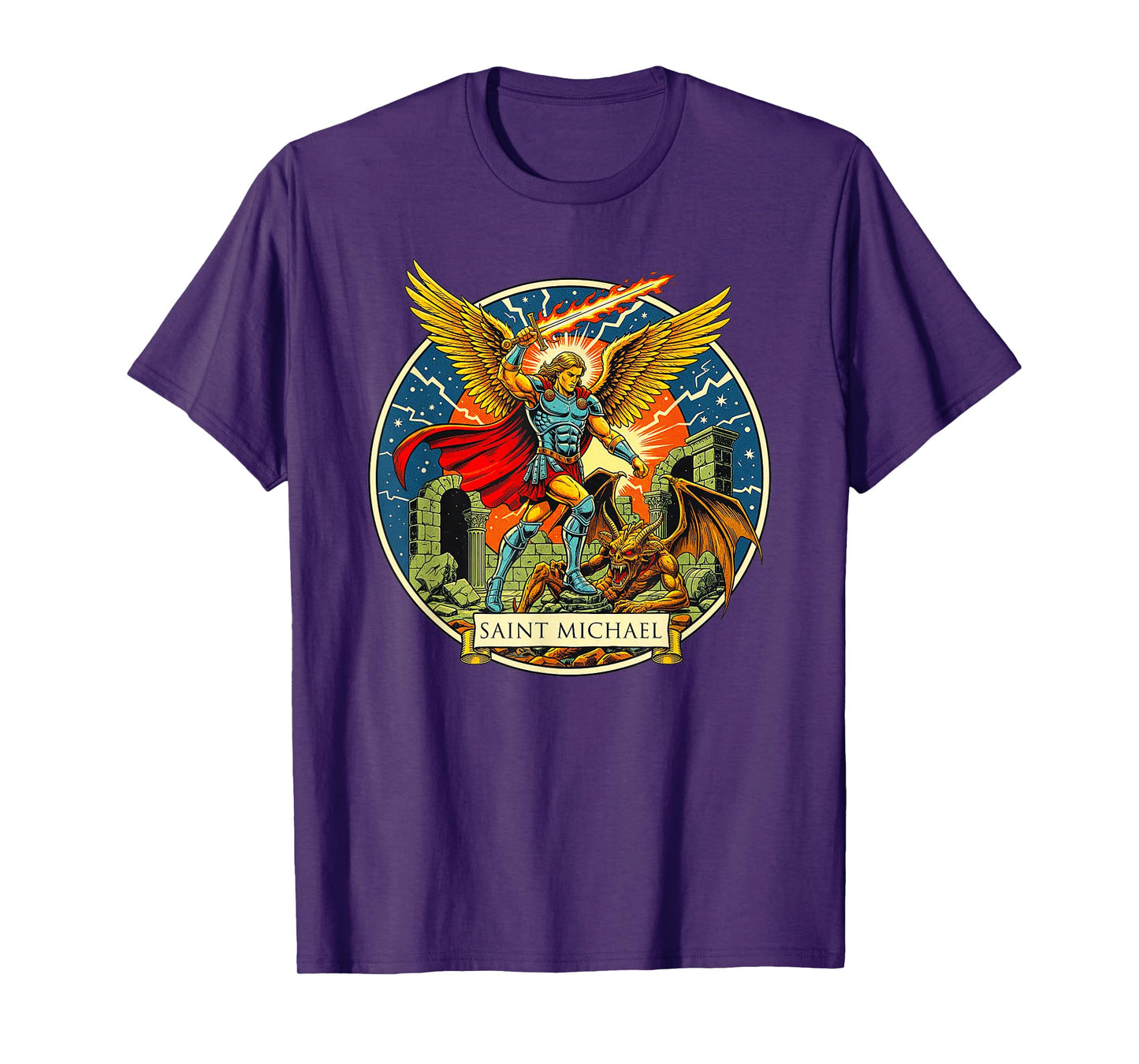 Saint Michael Angelic Warrior Emblem Divine Crest Badge Art T-Shirt