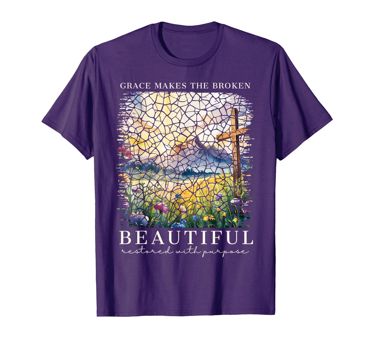 Grace Makes The Broken Beautiful Christian Faith Based Women T-Shirt