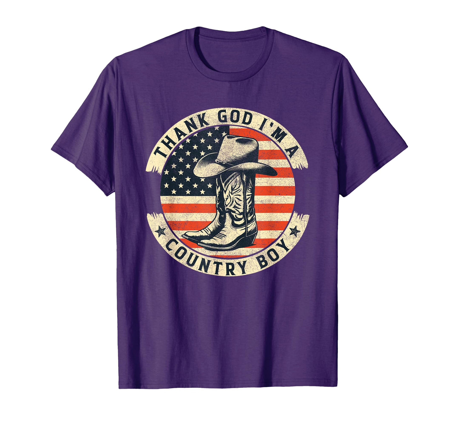 Thank God I'm A Country Music Boy Cowboy Western Retro T-Shirt