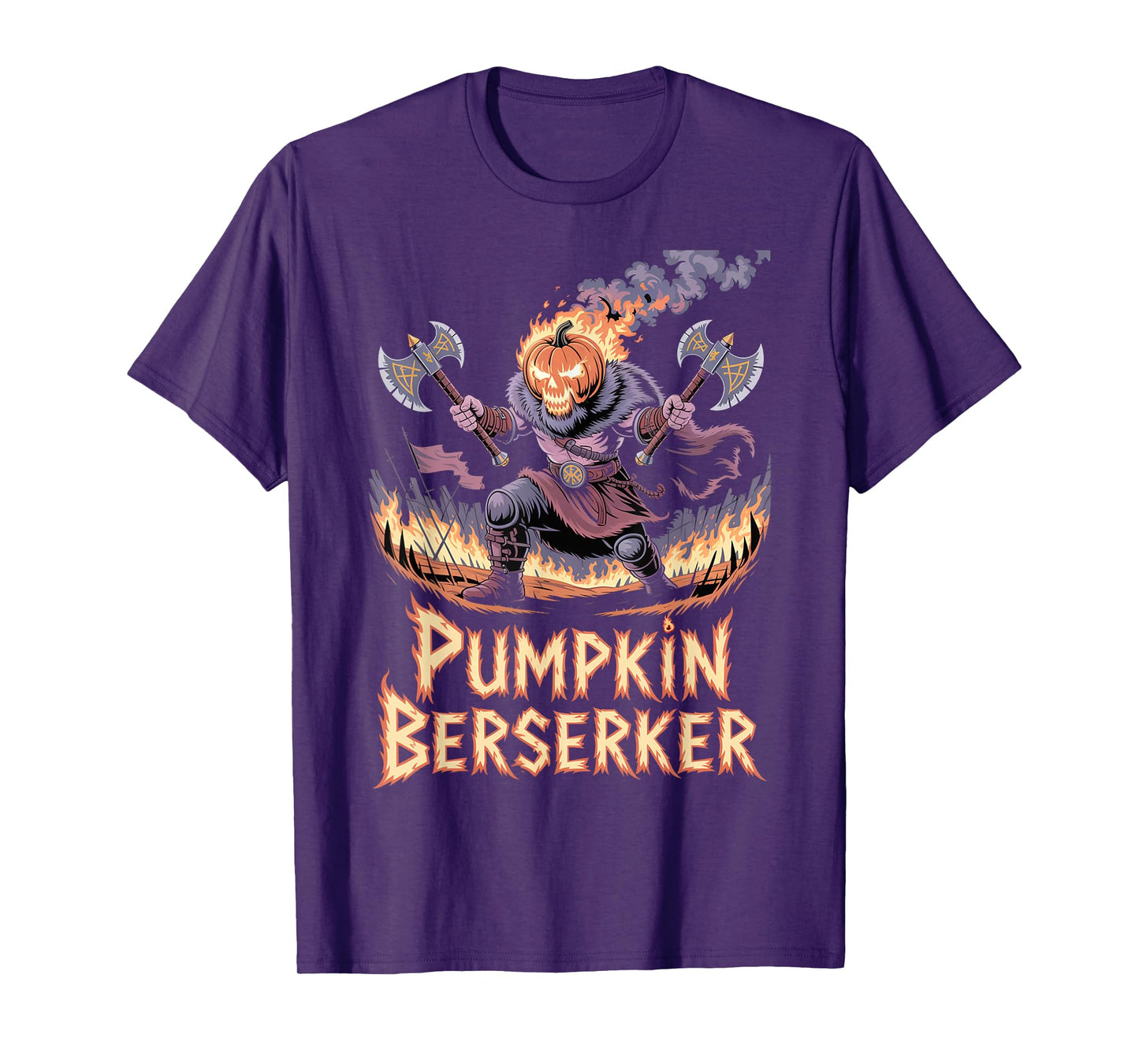 Pumpkin Head Berserker - Funny Viking Warrior Halloween T-Shirt
