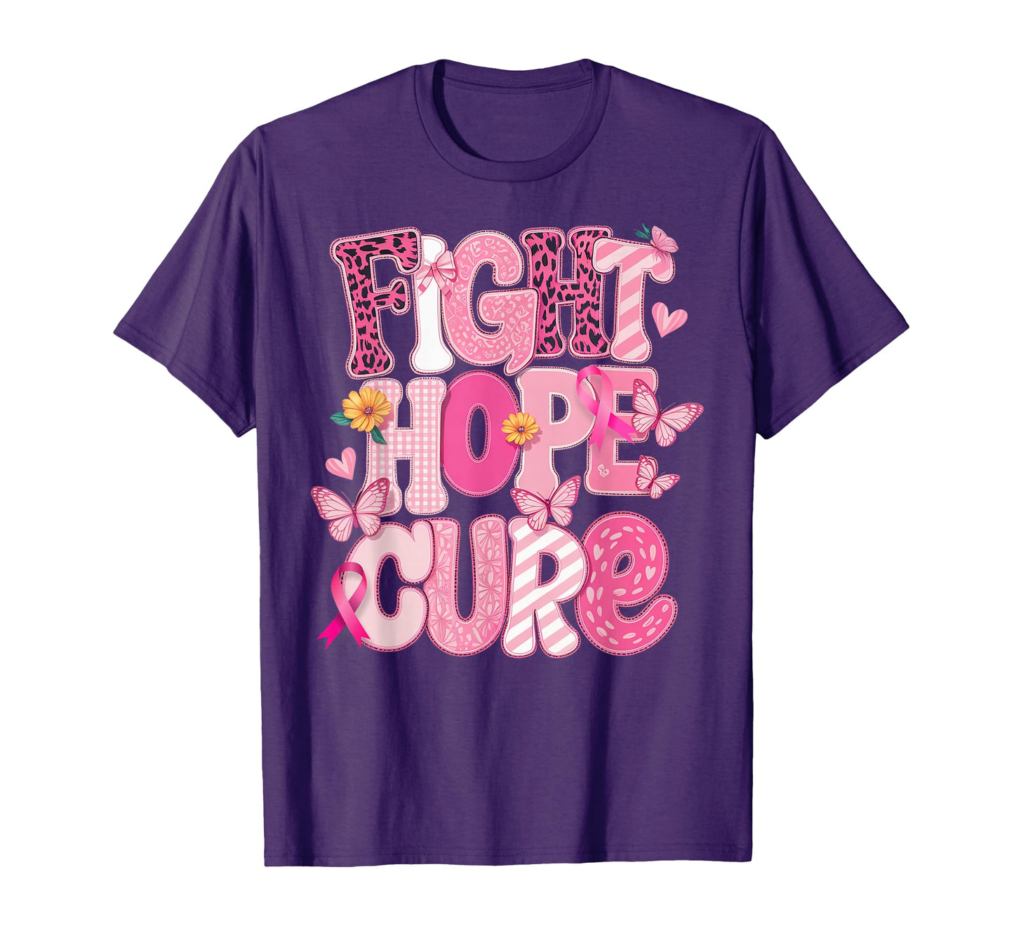 Faith Hope Cure Breast Cancer Awareness T-Shirt