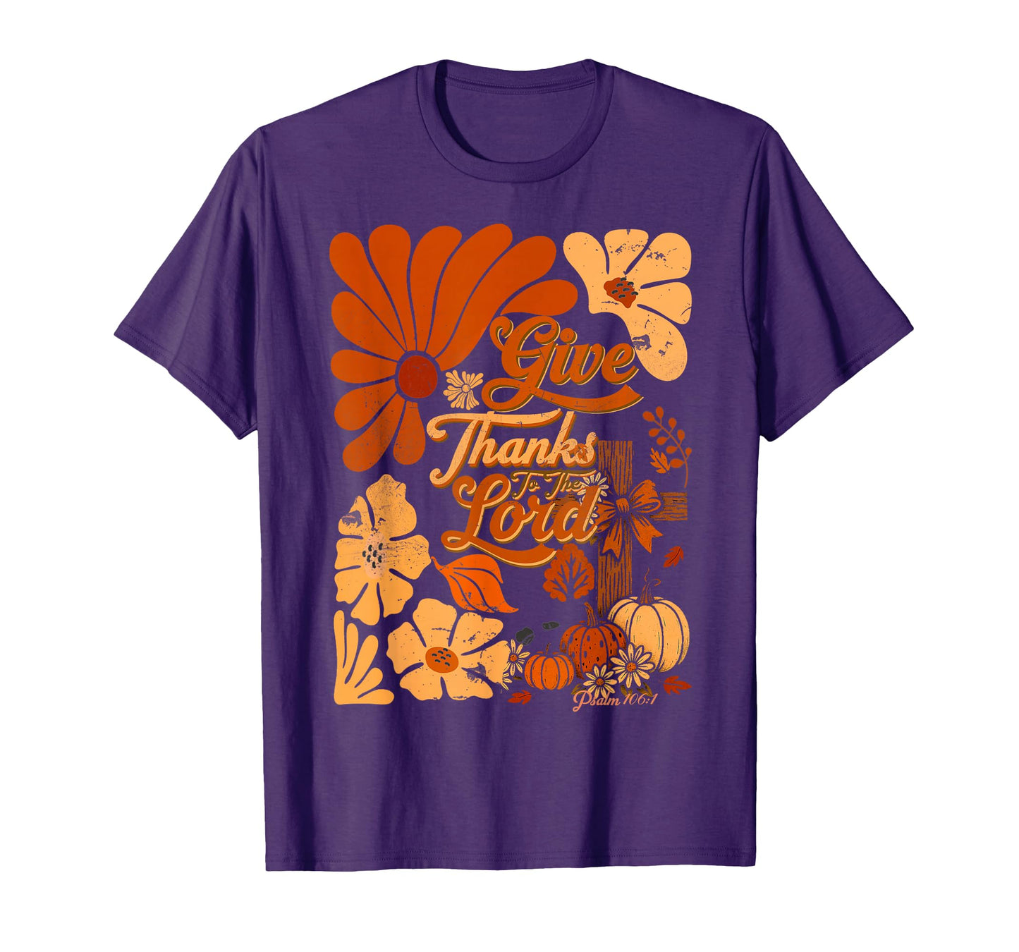 Boho Retro Christian Fall Pumpkin Give Thanks to The Lord T-Shirt