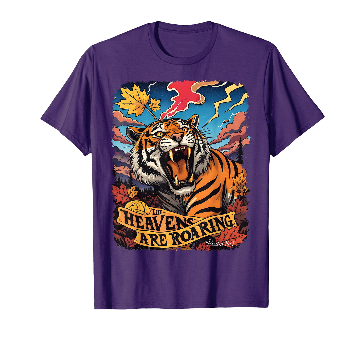 Retro The Heavens are Roaring Tiger Psalm 19:1 Christian T-Shirt
