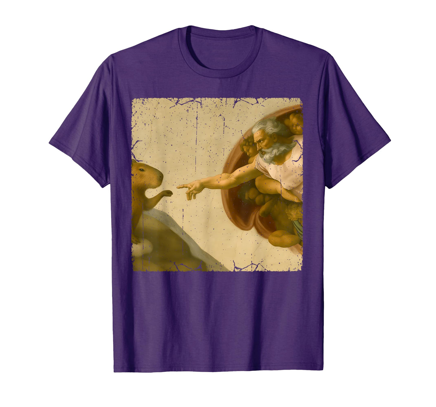 Capybara God Creation of Adam Meme Funny Memes T-Shirt