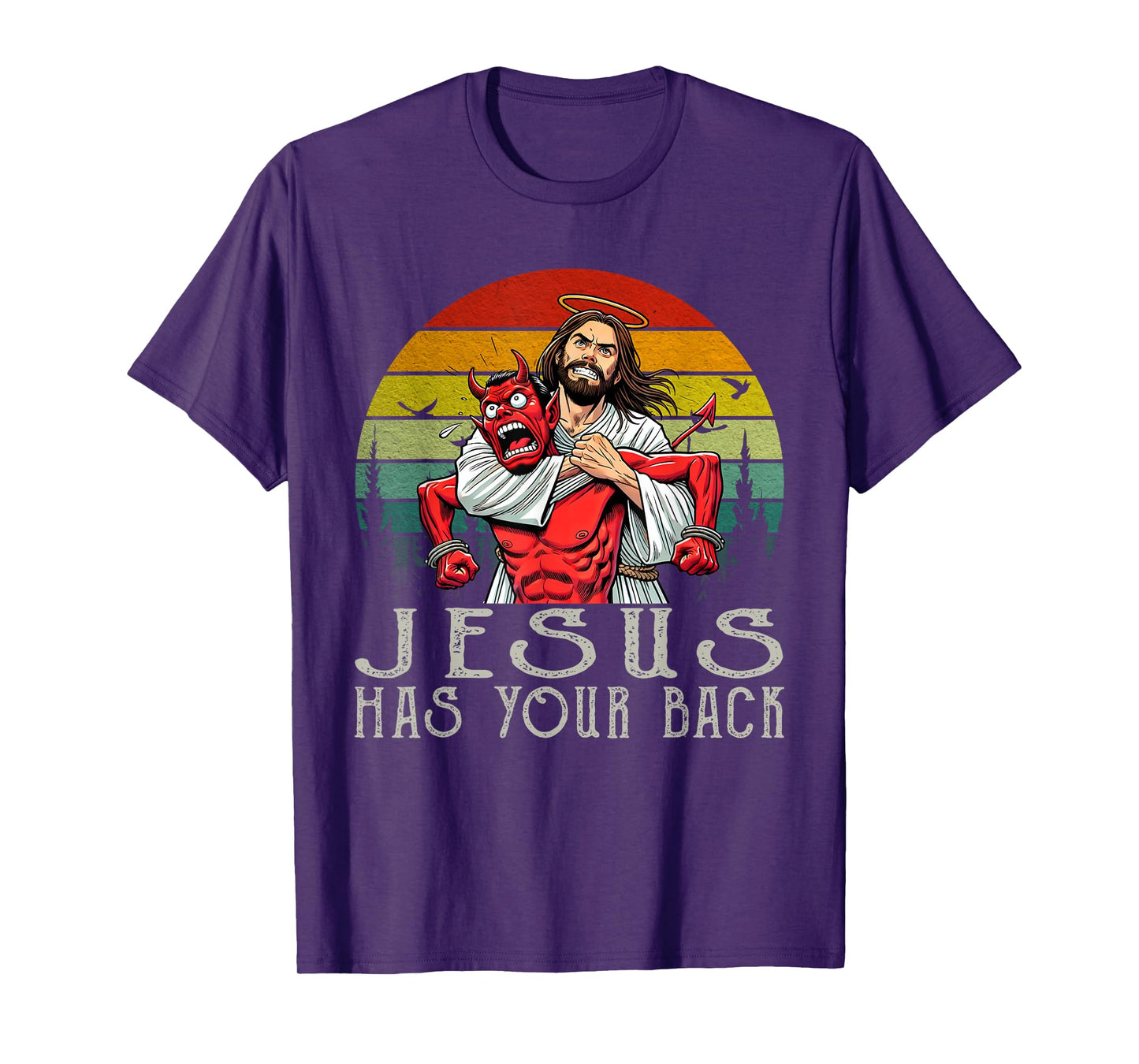 Jesus Has Your Back Vintage Art Christ Cross God Bible Verse T-Shirt