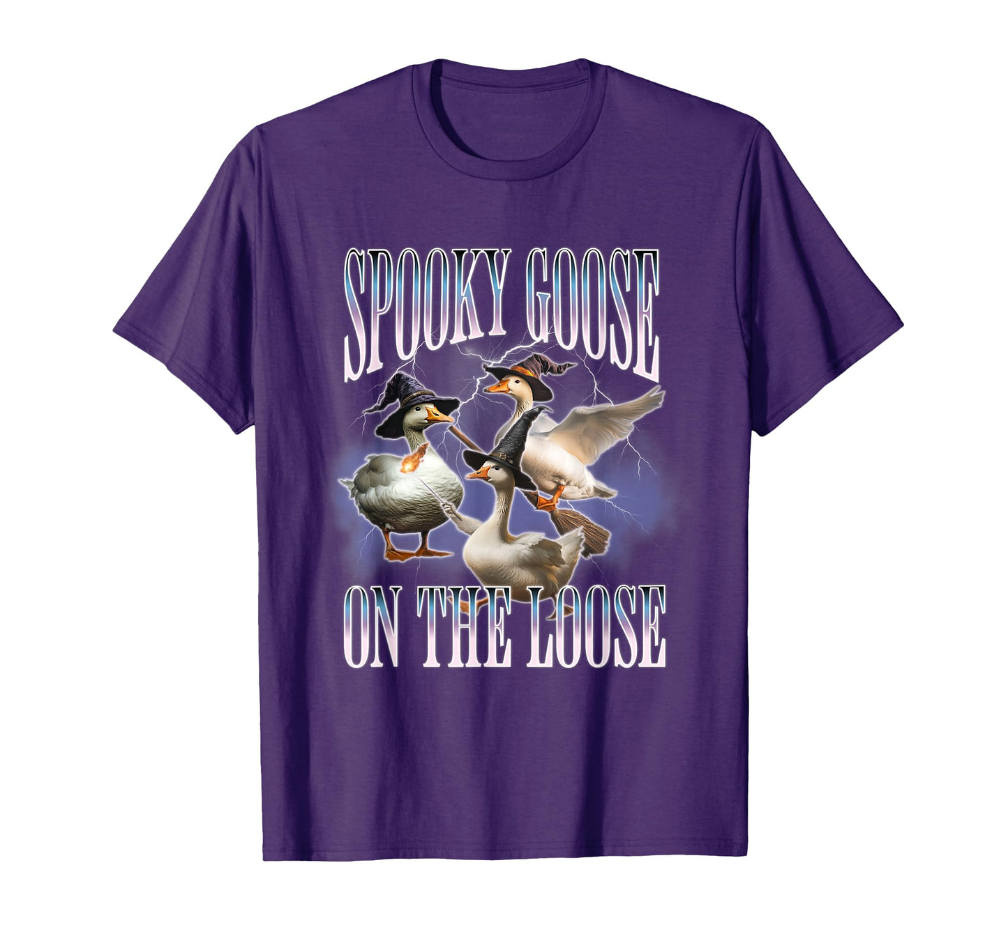 Spooky Goose On The Loose Silly Goose Meme Retro Halloween T-Shirt