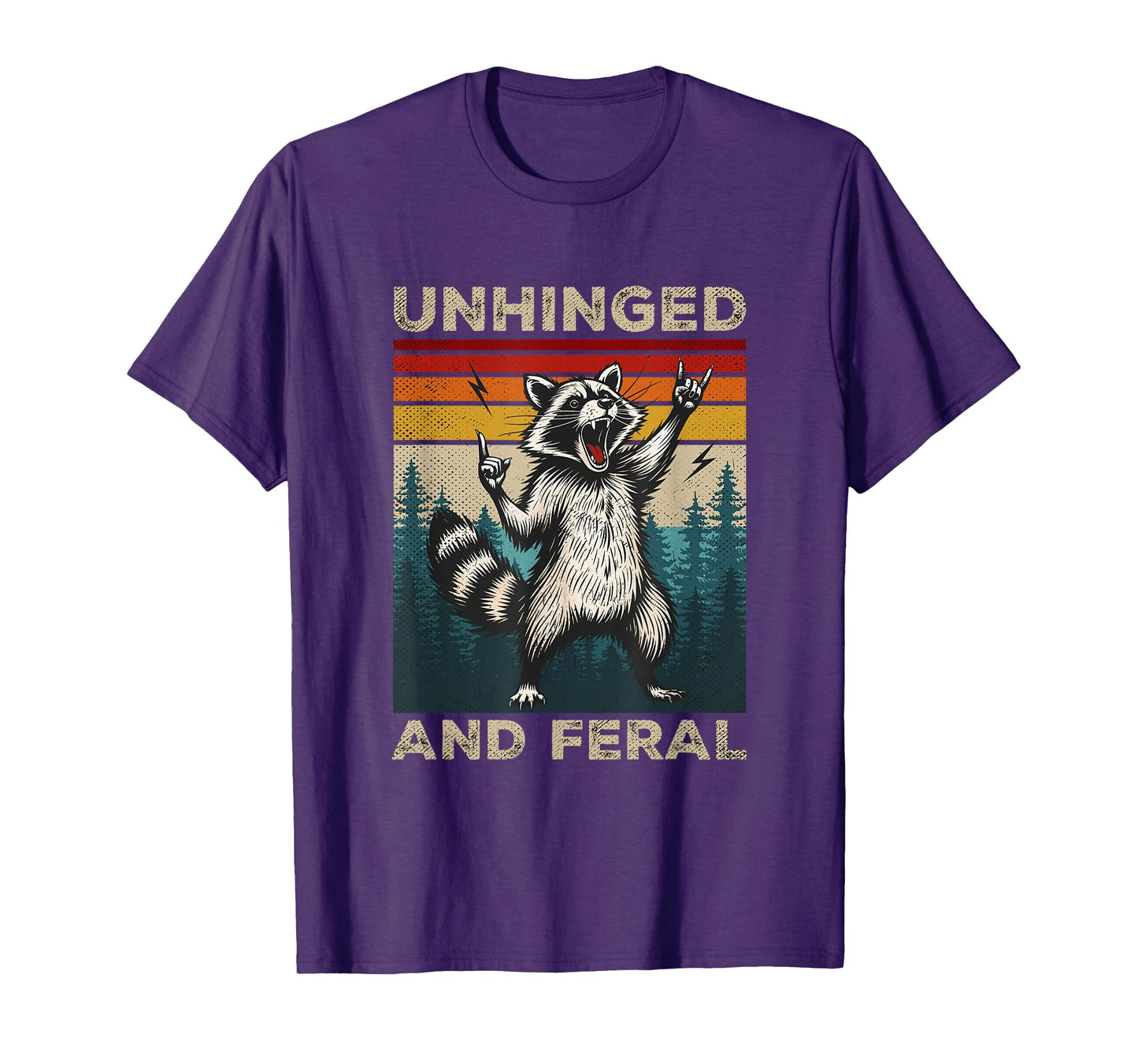 Unhinged And Feral Vintage Rock And Roll Funny Raccoon T-Shirt