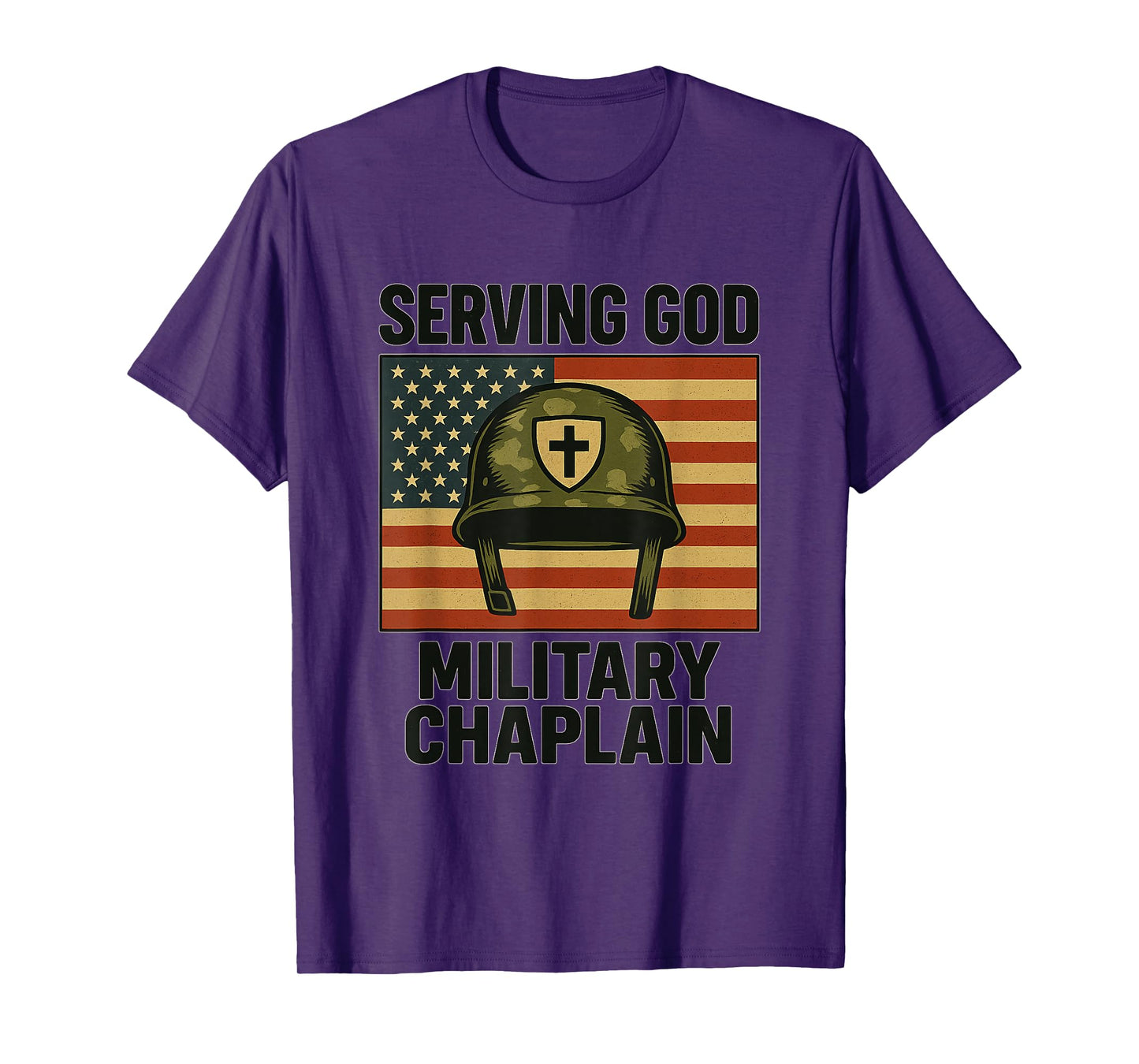 Serving God Military Chaplain US Flag Chaplain T-Shirt