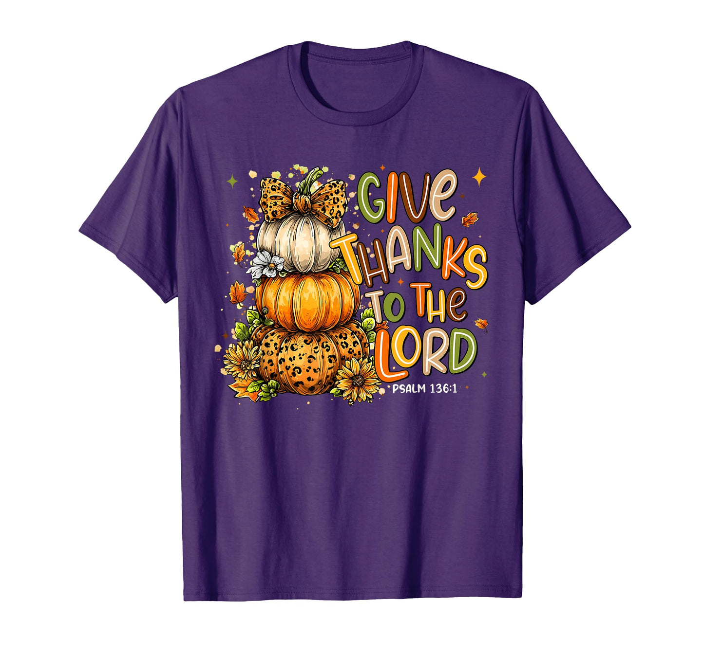 Give Thanks to The Lord Fall Christian Cross Coquette Bow T-Shirt