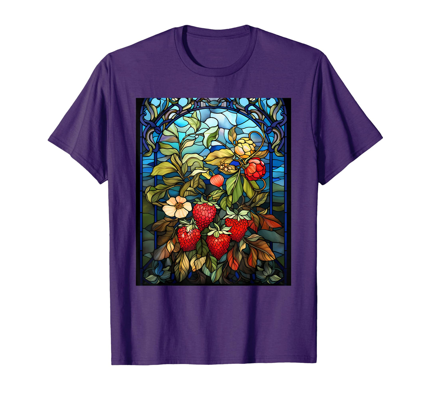 Stained Glass Style Strawberry T-Shirt