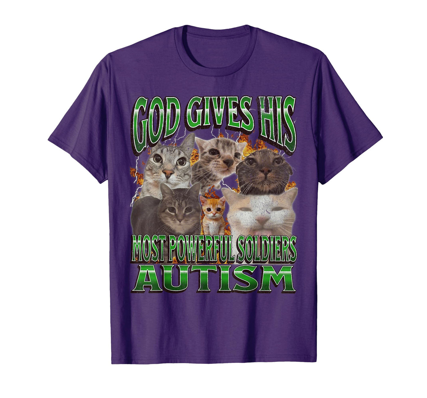 God Gives His Most Powerful Autism Funny Cat Meme Bootleg T-Shirt