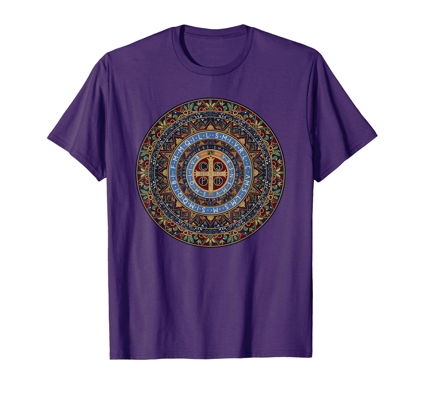 Ornamental Saint Benedict Medal Sacred Mandala Circle T-Shirt