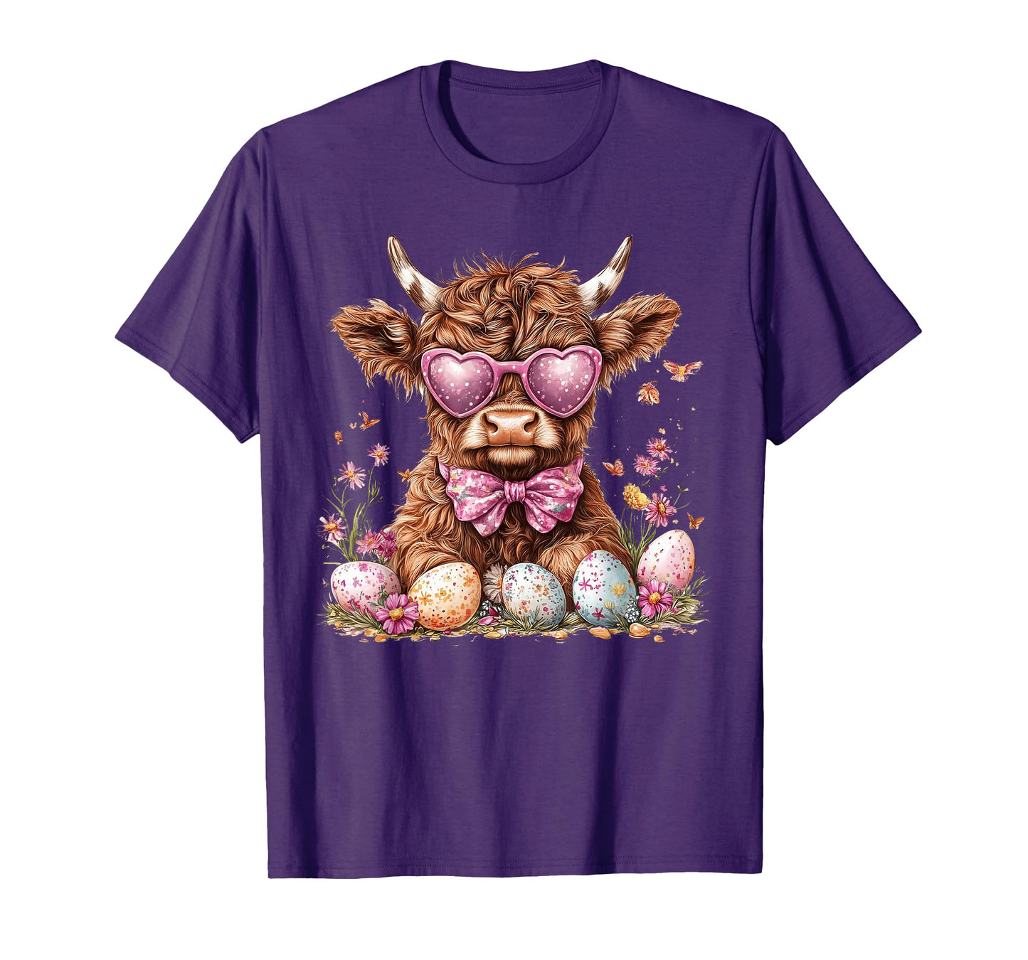 Funny Scottish Highland Cow Easter Eggs Farmers Easter Day T-Shirt