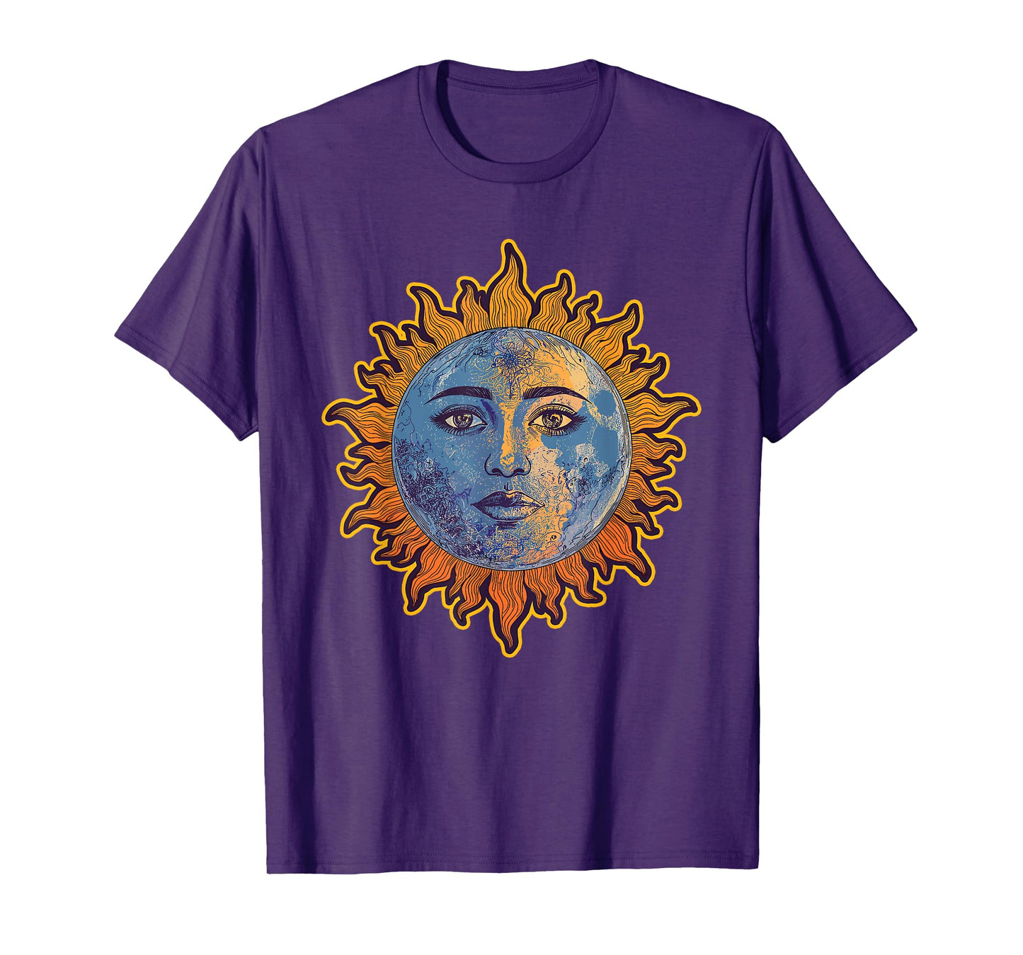 Celestial Face Mythical Golden Sun Sunshine T-Shirt