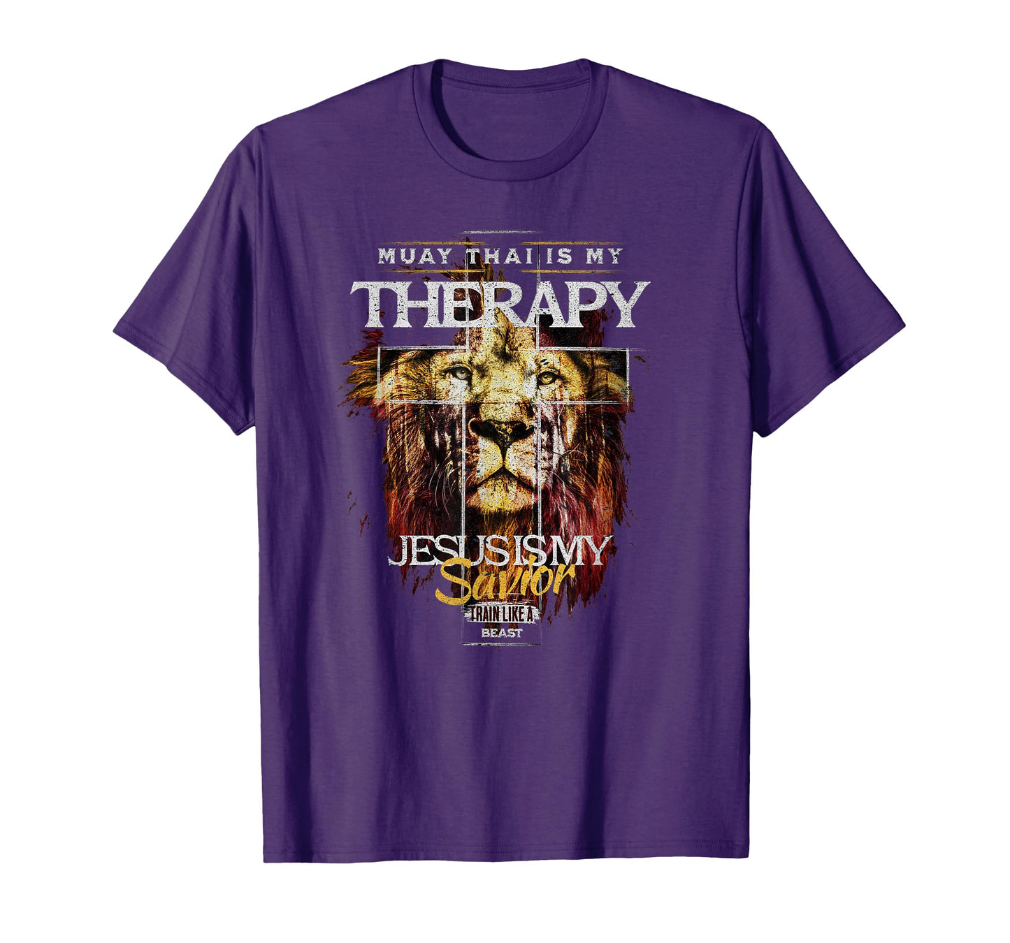 Muay Thai Is My Therapy :: Jesus My Savior MMA Fighter Lion T-Shirt