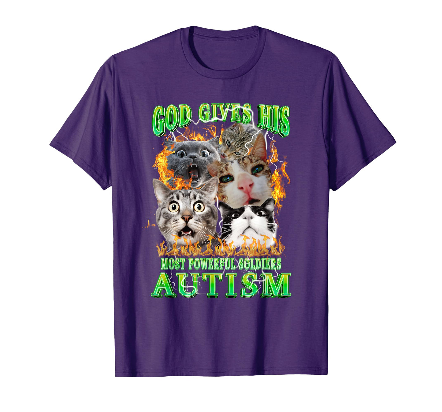 God Gives His Most Powerful Autism Funny Cat Meme Bootleg T-Shirt