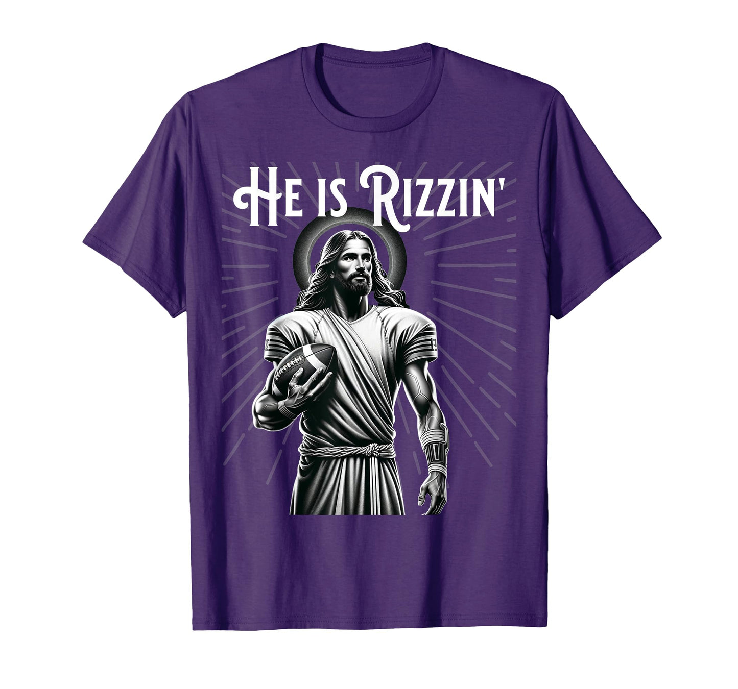 He is Rizzin Jesus Playing Football Funny Sports Rizz T-Shirt