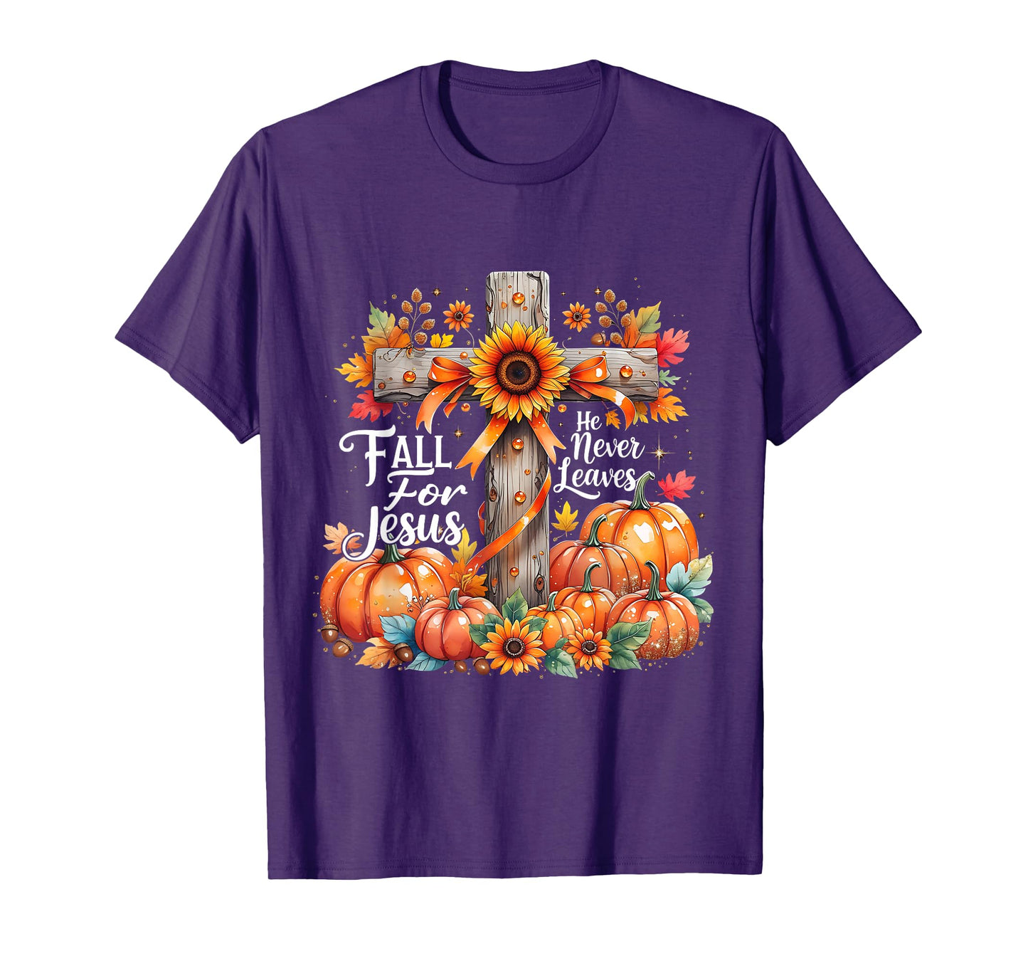 Fall for Jesus Christian Pumpkin Autumn Cross T-Shirt