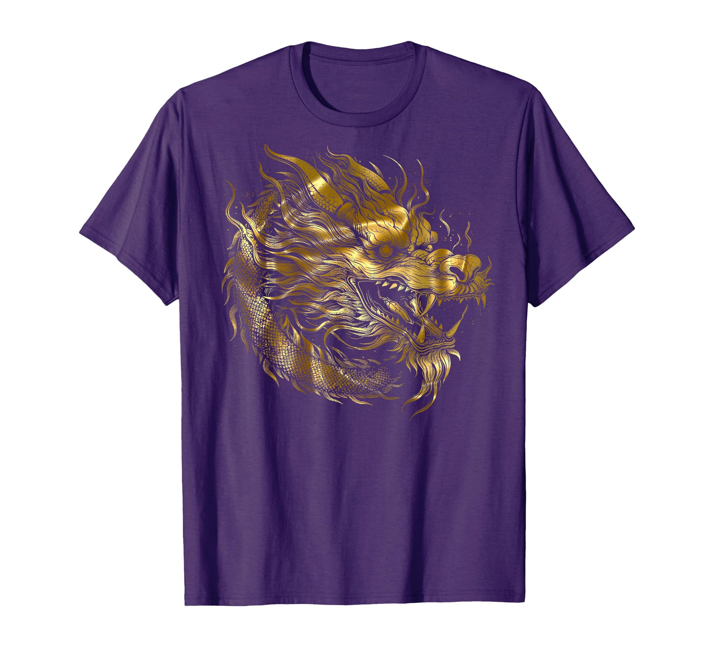 (Back Design) Dragon, Japanese Pattern, Dragon God, Golden Dragon Motif T-Shirt
