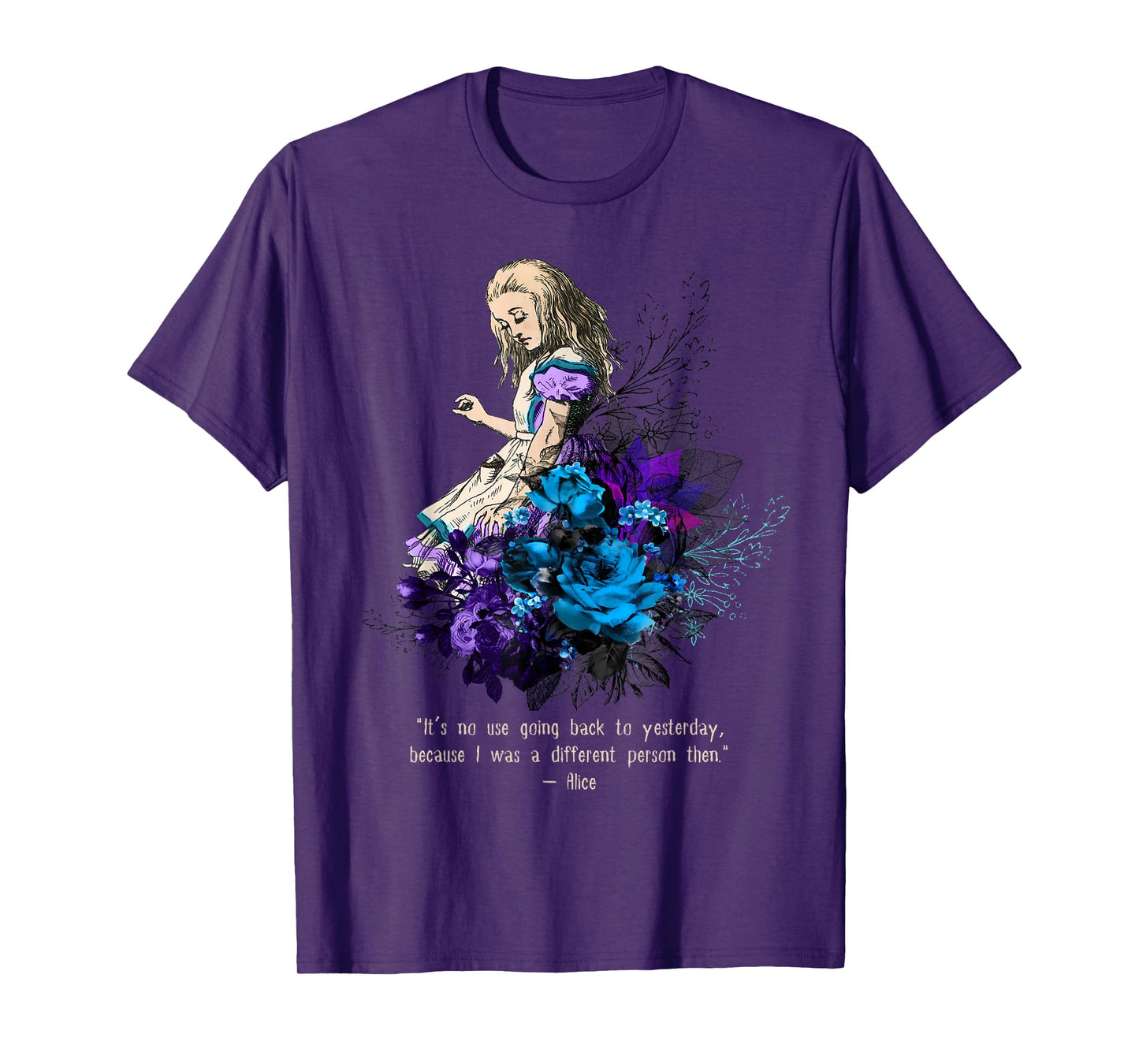 Alice adventures Wonderland Vintage Book Quote Lewis Carrol T-Shirt