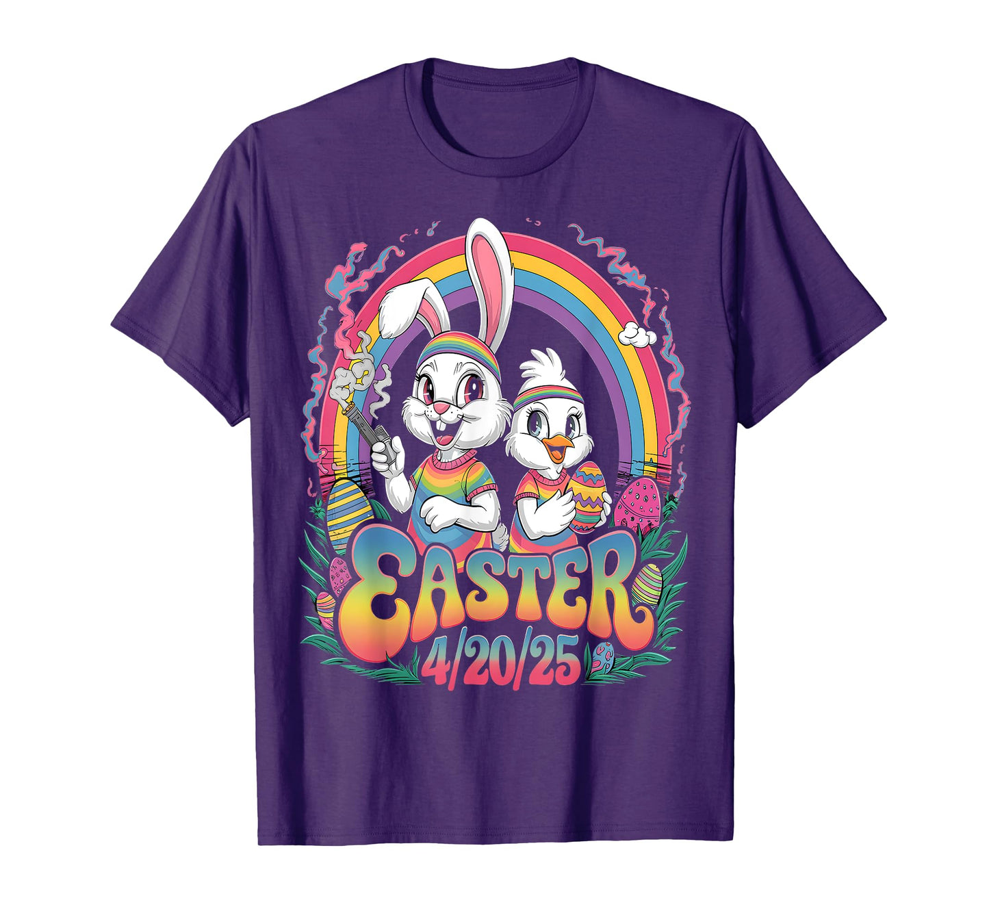 Happy 420 Easter Funny Smoking Easter Bunny Men Women T-Shirt