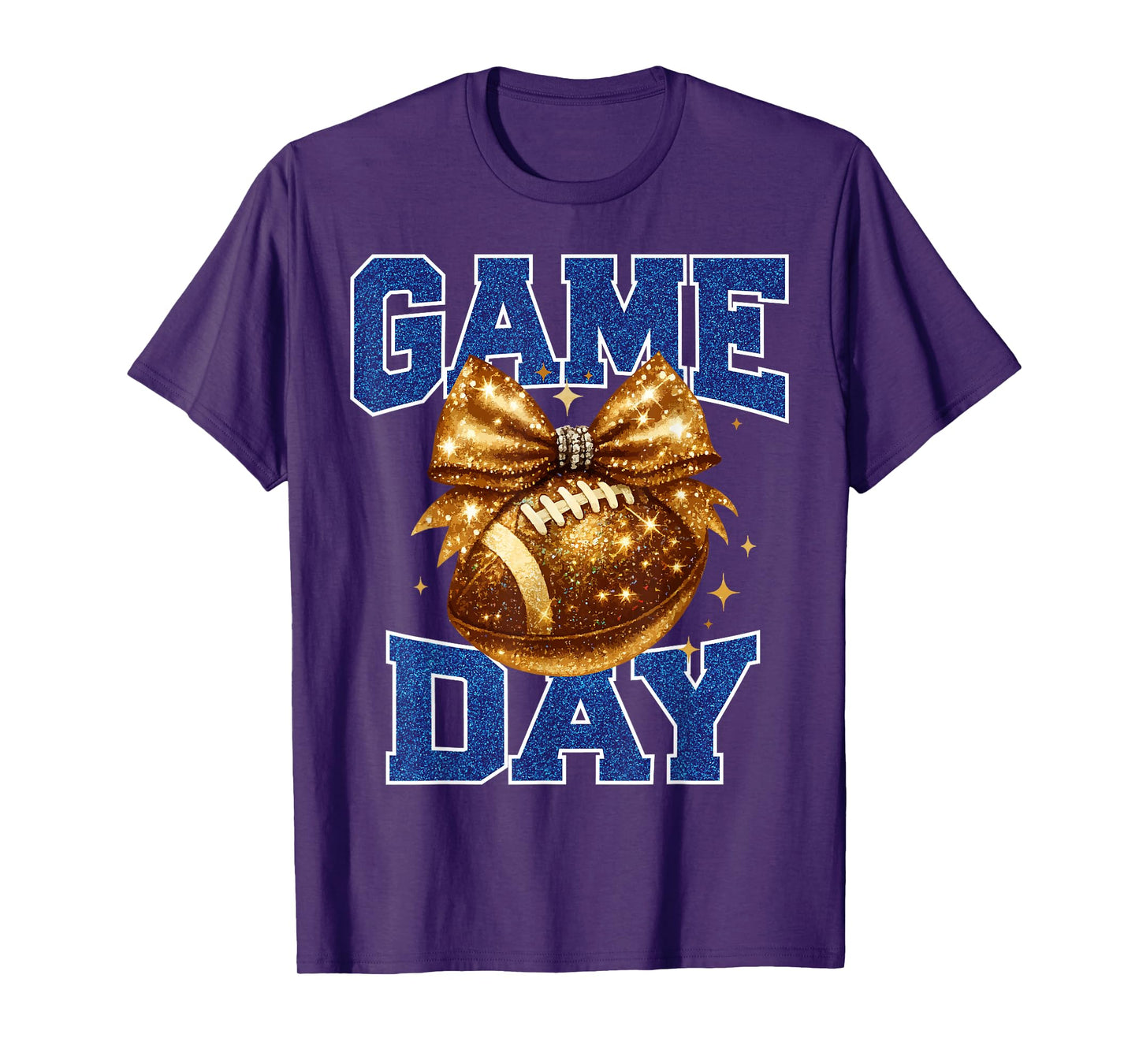 Game Day Football Season Football Mama Girl Blue Gold Vibes T-Shirt