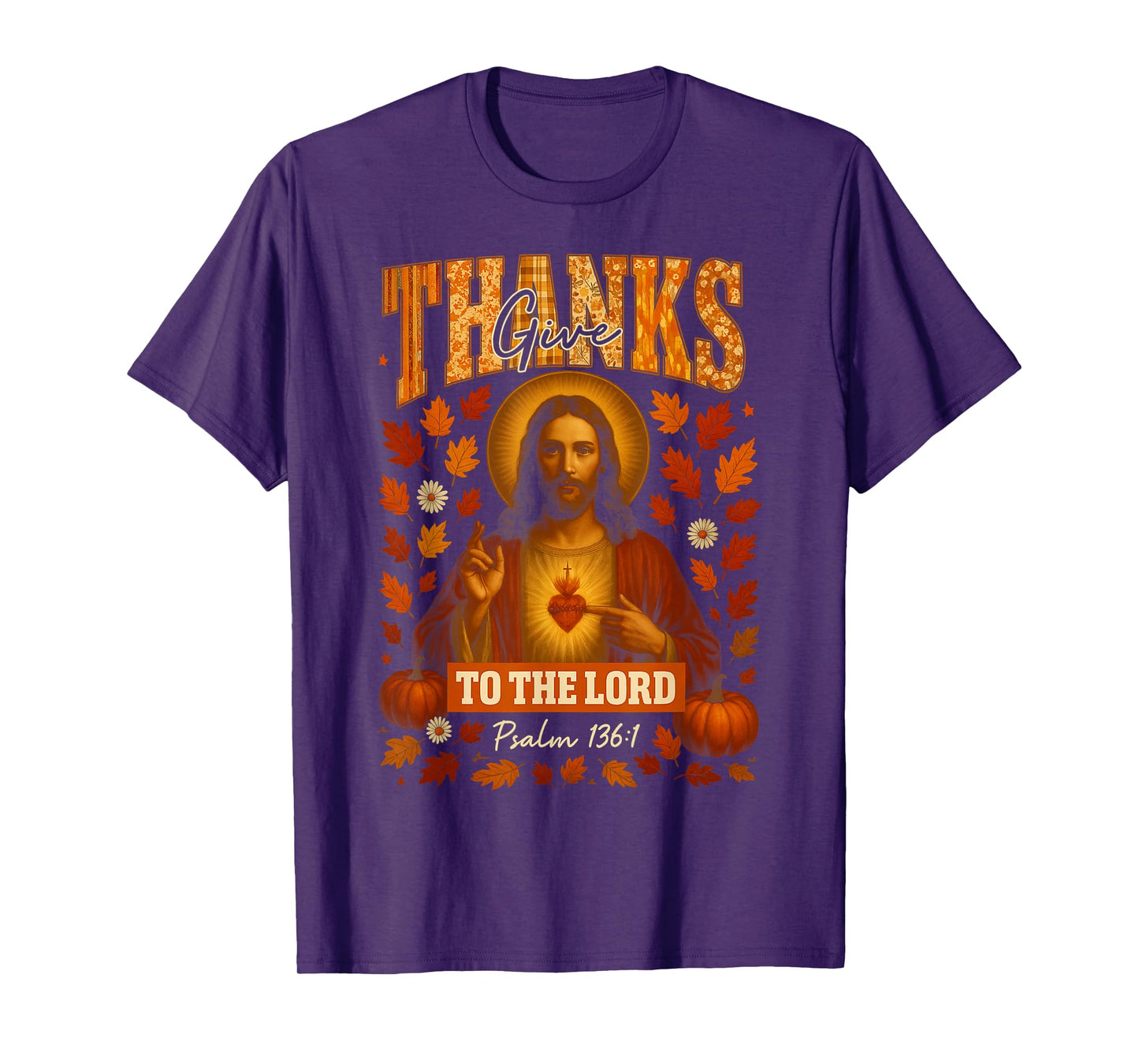 HUGvyn Give Thanks to The Lord Fall Christian Thanksgiving T-Shirt