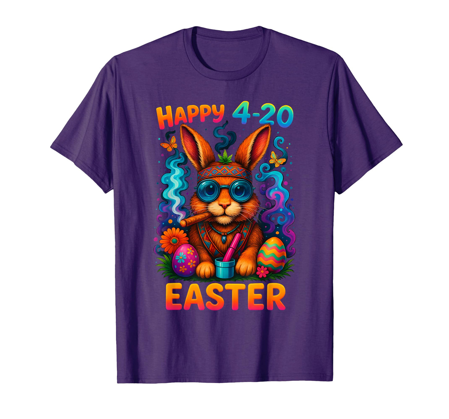 Happy 420 Easter Day Bunny Smoking Weed Marijuana Funny 420 T-Shirt