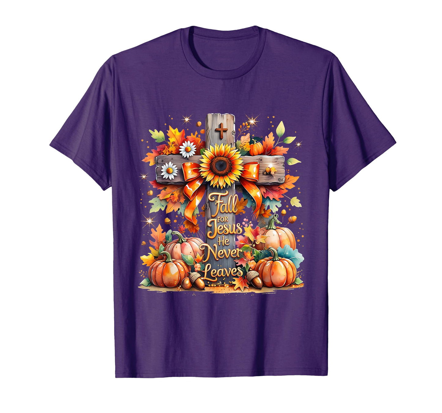 Fall for Jesus Christian Pumpkin Autumn Cross T-Shirt