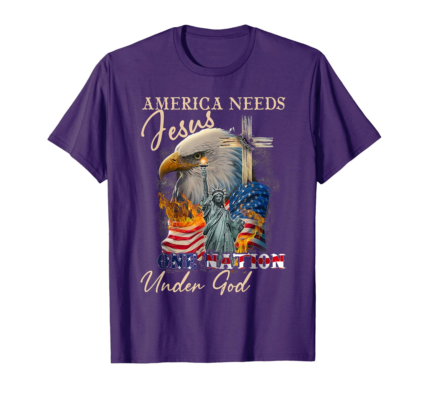 America Needs Jesus One Nation Under God Eagle Christian T-Shirt