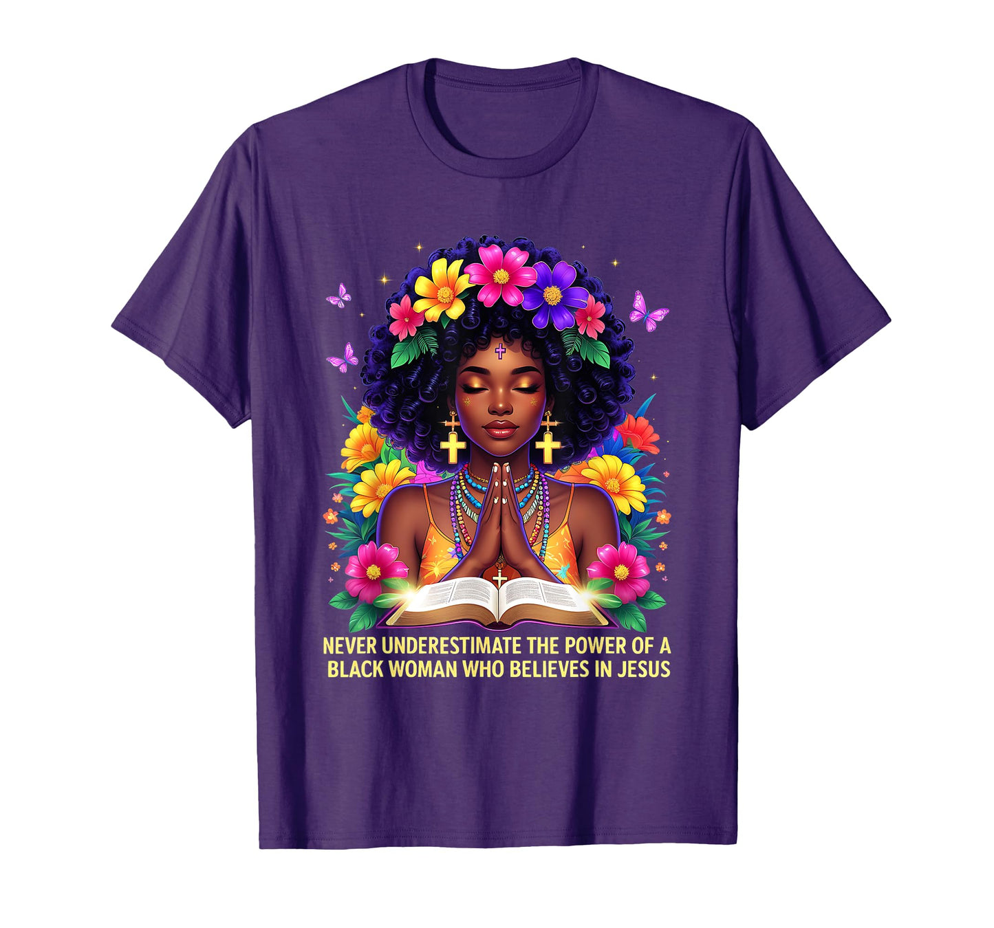 Black Woman Powerful Faith Inspirational Believes Jesus T-Shirt