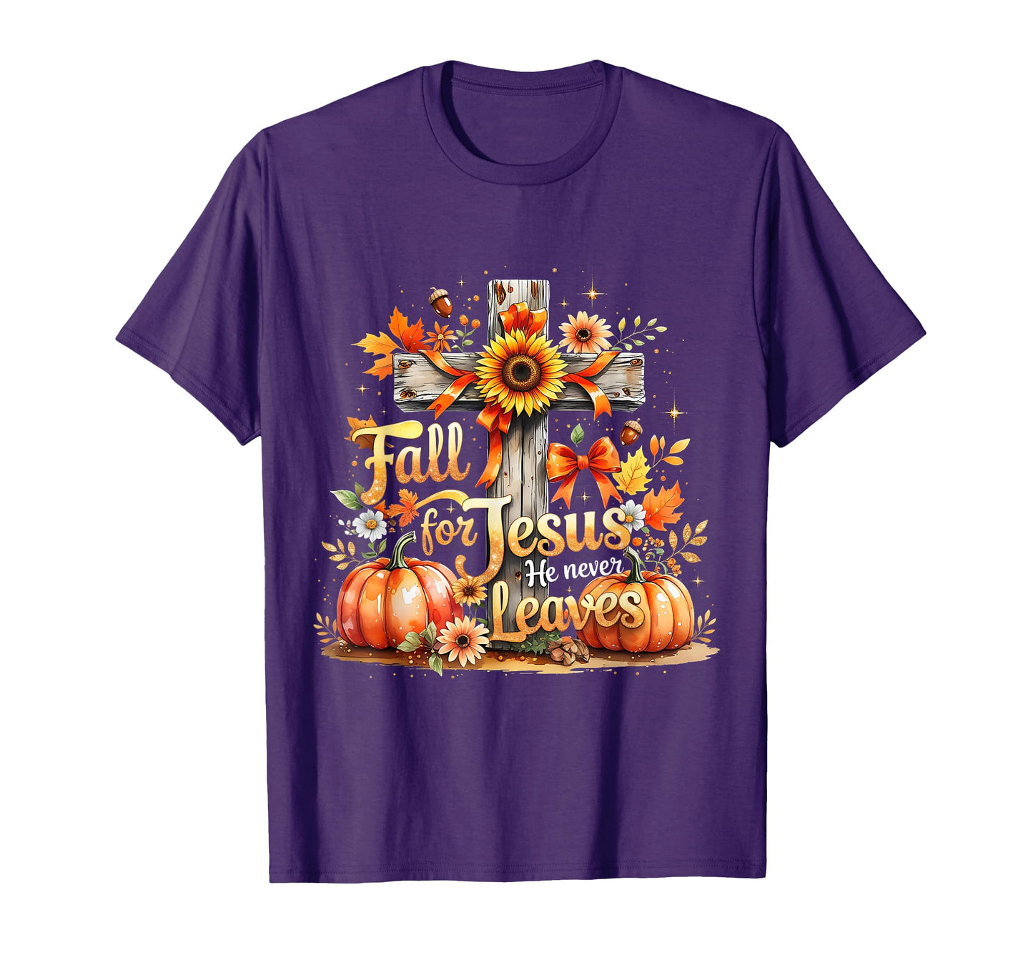 Fall for Jesus Christian Pumpkin Autumn Cross T-Shirt