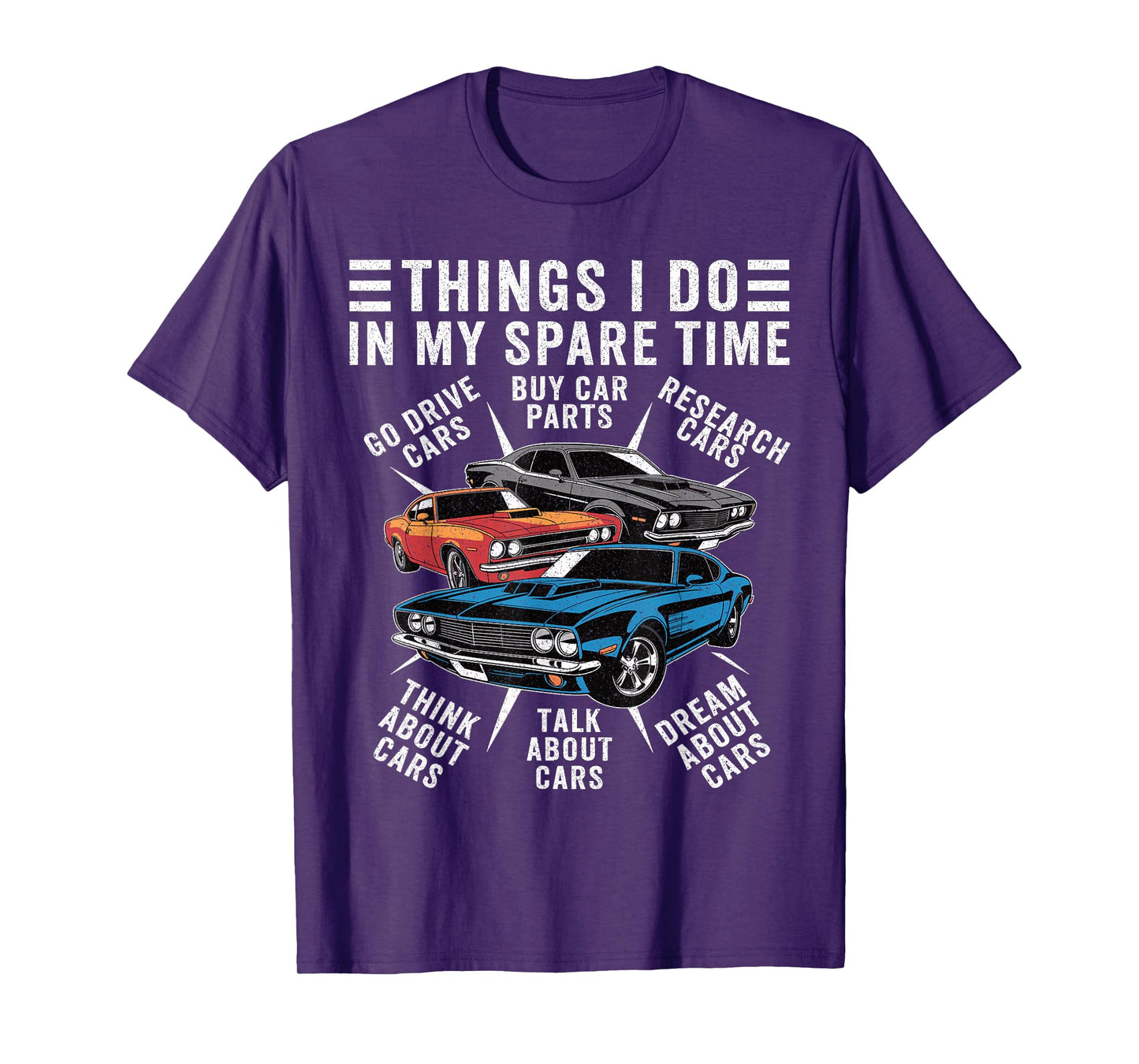 Car Enthusiast Spare Time Funny Muscle Car Graphic Men T-Shirt