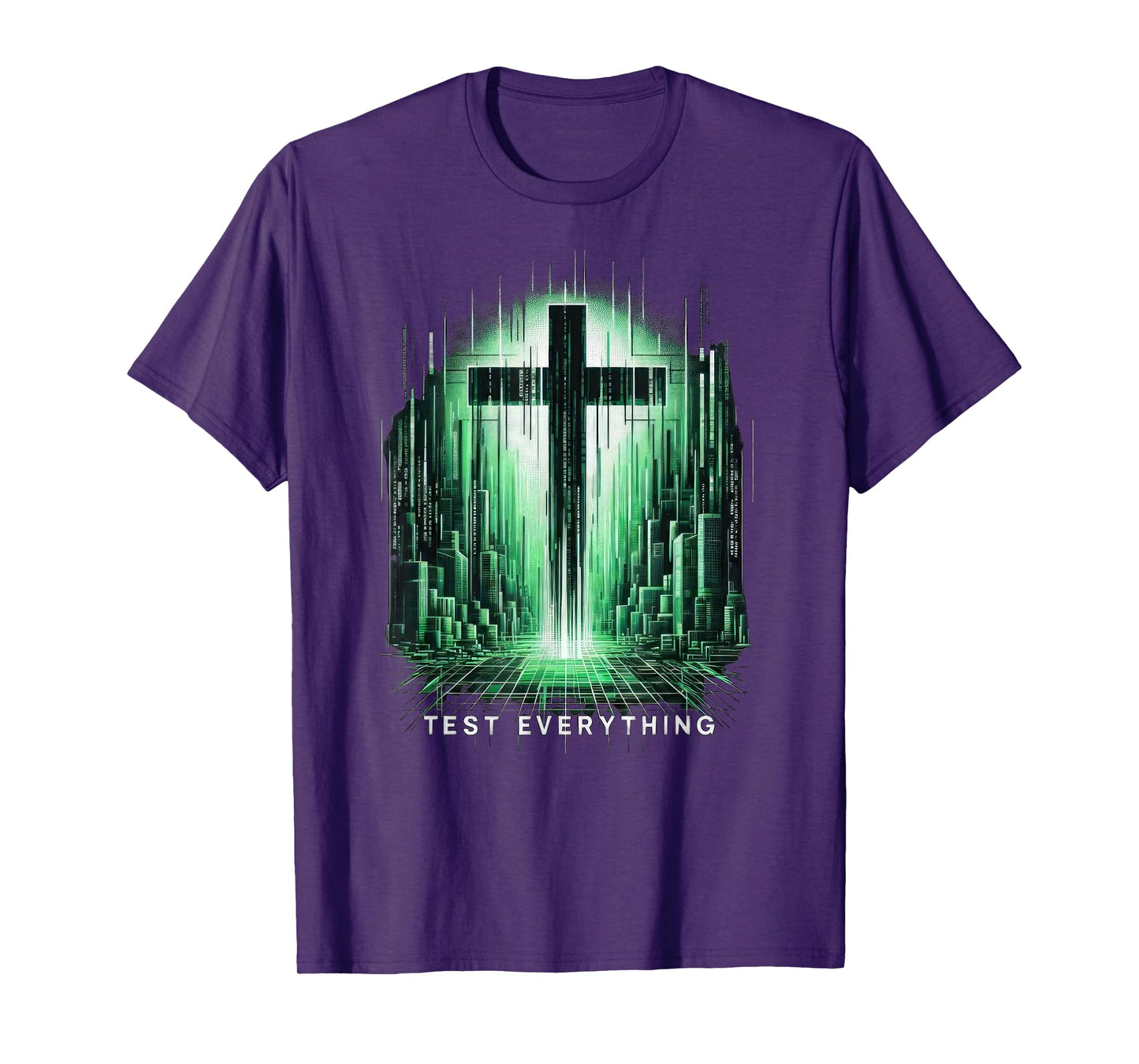 Distressed Christian Cross Graphic Street Punk Grunge Design T-Shirt