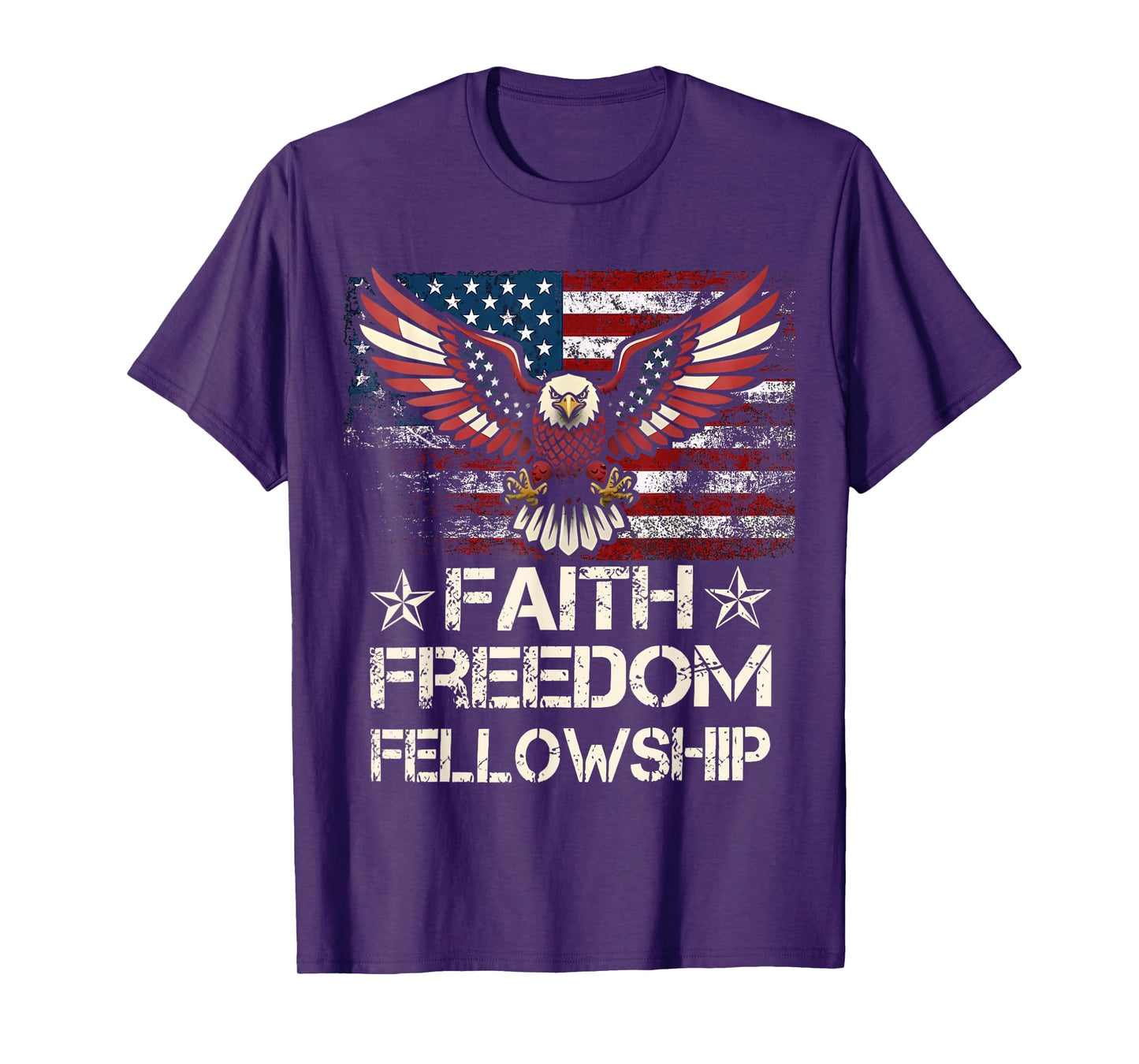 Vintage Faith Freedom Fellowship Patriotic Eagle Flag USA T-Shirt