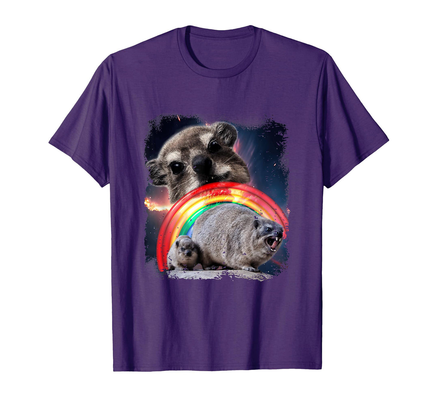 Hyrax Rainbow Ugly Funny Meme Retro Animal T-Shirt