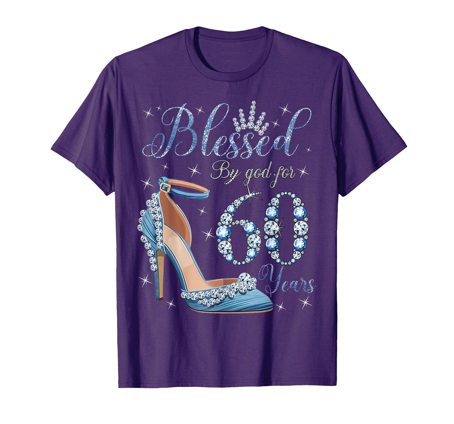 Blessed By God For 60 Years High Heels Denim Womens Birthday T-Shirt