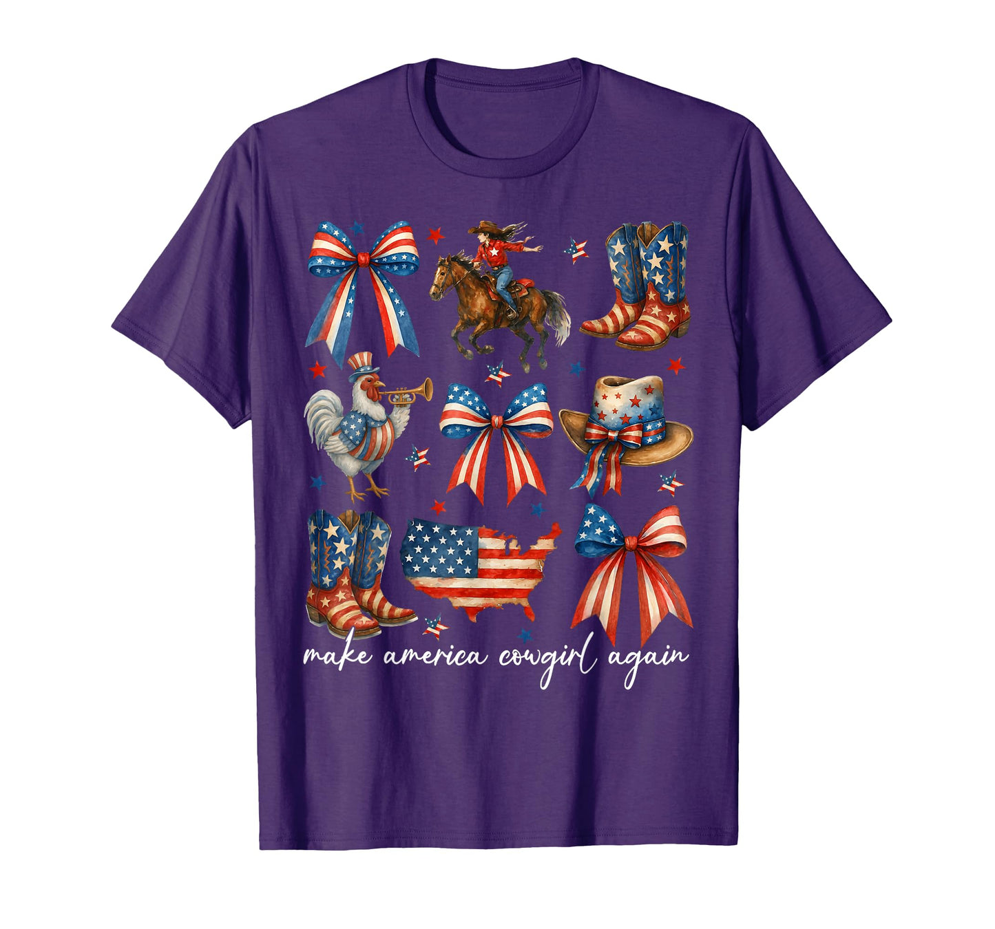 Make America Cowgirl Again 4th of July Coquette Bow Women T-Shirt